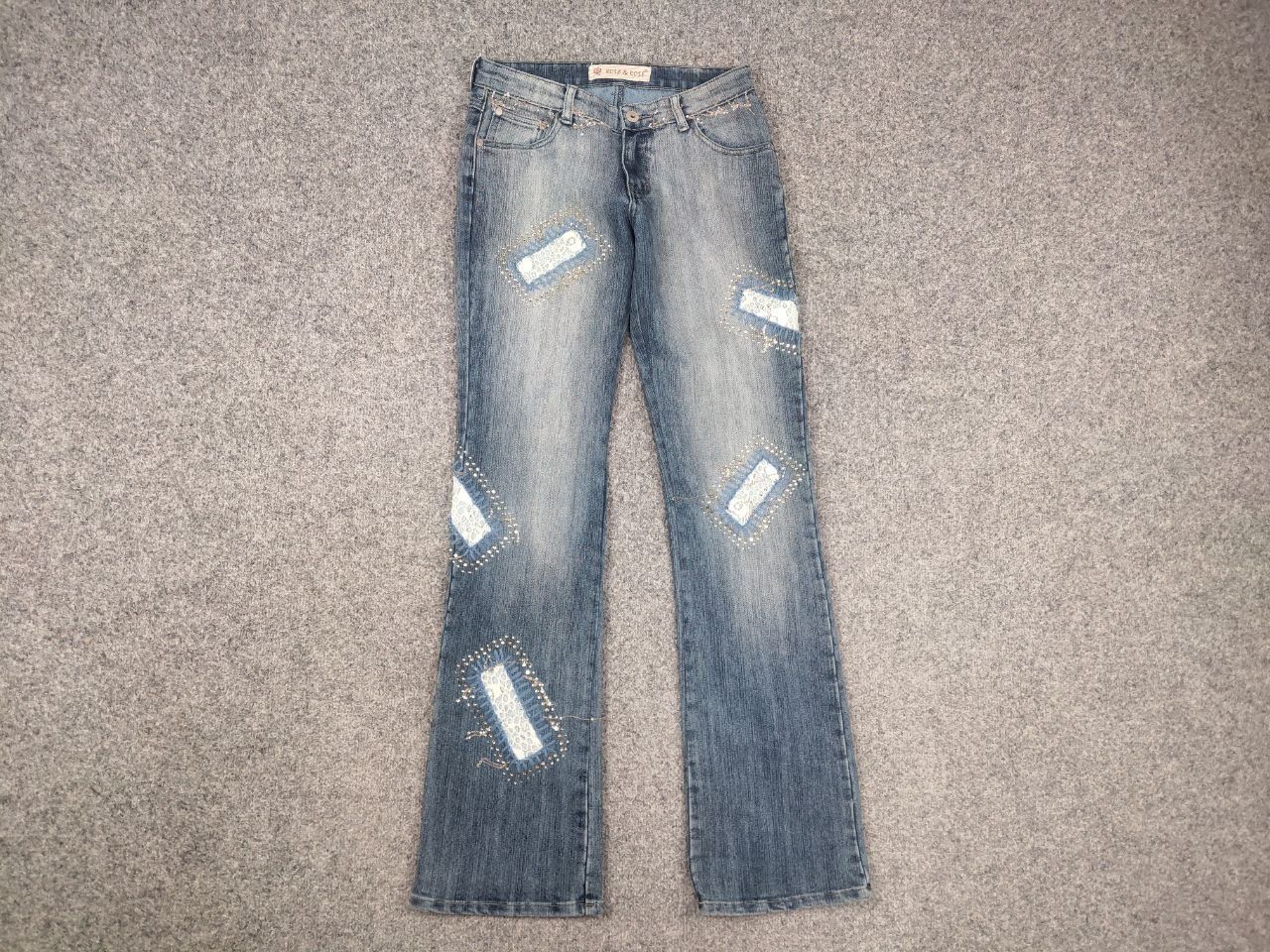 If Six Was Nine Rosa & Rose vintage Y2K Style Faded denim Flared Jeans LGB Size 28" / US 6 / IT 42 - 6 Thumbnail