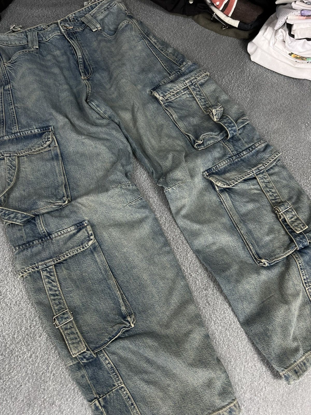 Japanese Brand Vintage Y2K Baggy Light Wash Skater Cargo Denim Jeans! Size 30" / US 8 / IT 44 - 3 Thumbnail