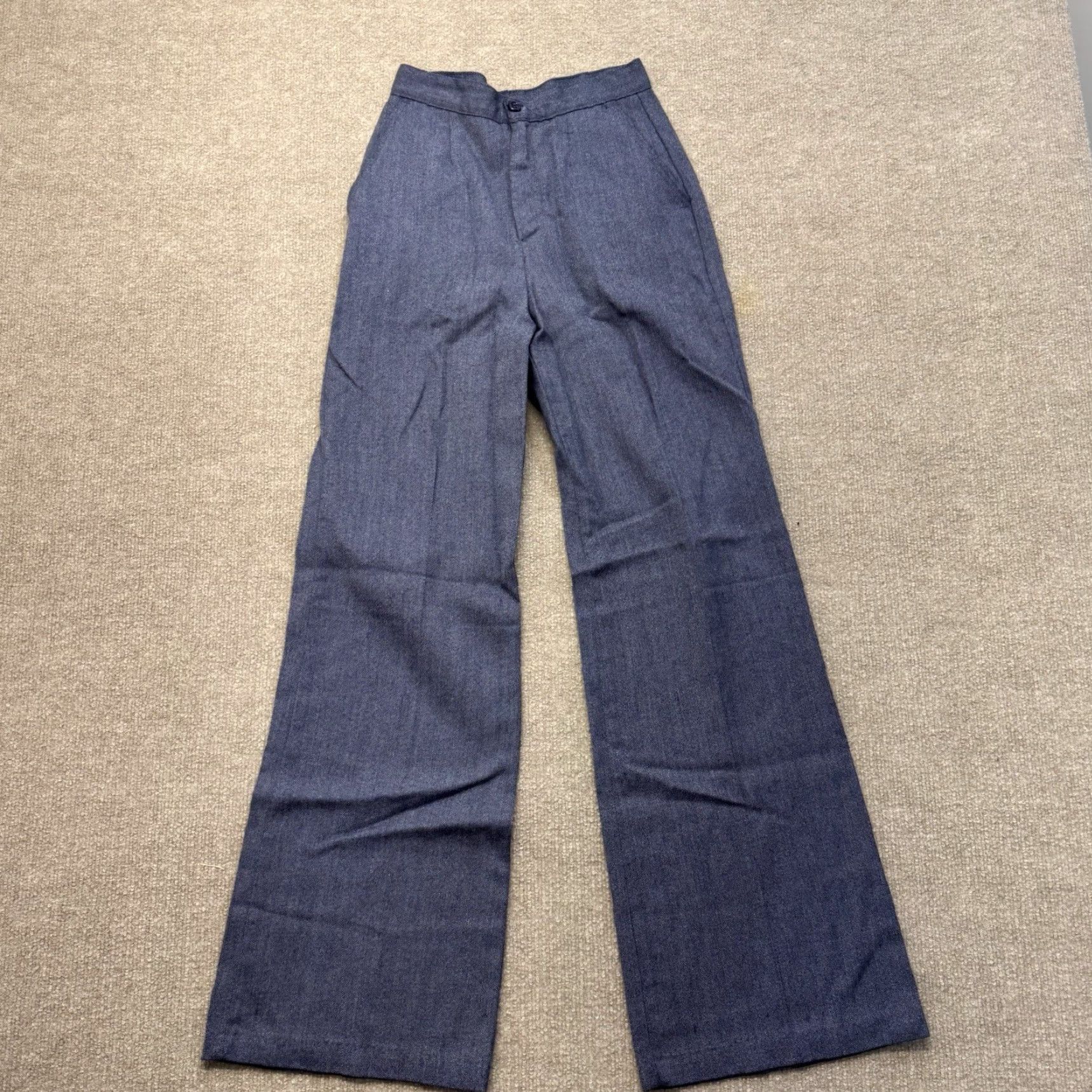 Bell VINTAGE Bell Bottom Jeans Womens 23x30 Hippie Boho High Waist Wide-Leg 60s Cotton Canvas Blue Size 40" / US 18 - 2 Thumbnail