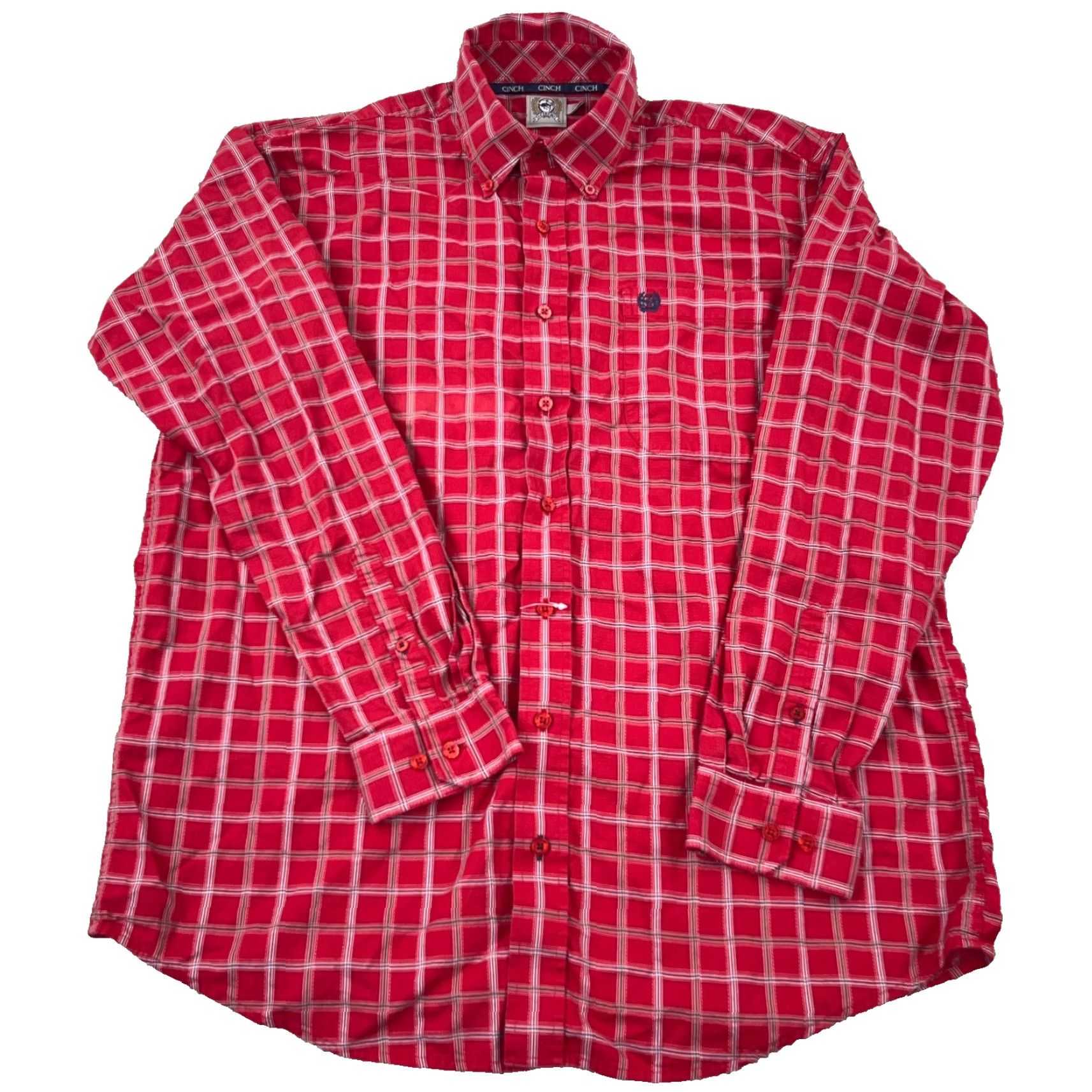 Vintage Cinch Shirt Men M Red Plaid Button-Up Western Cowboy Rodeo Pocket 90s Theme Mens Size US M / EU 48-50 / 2 - 2 Thumbnail