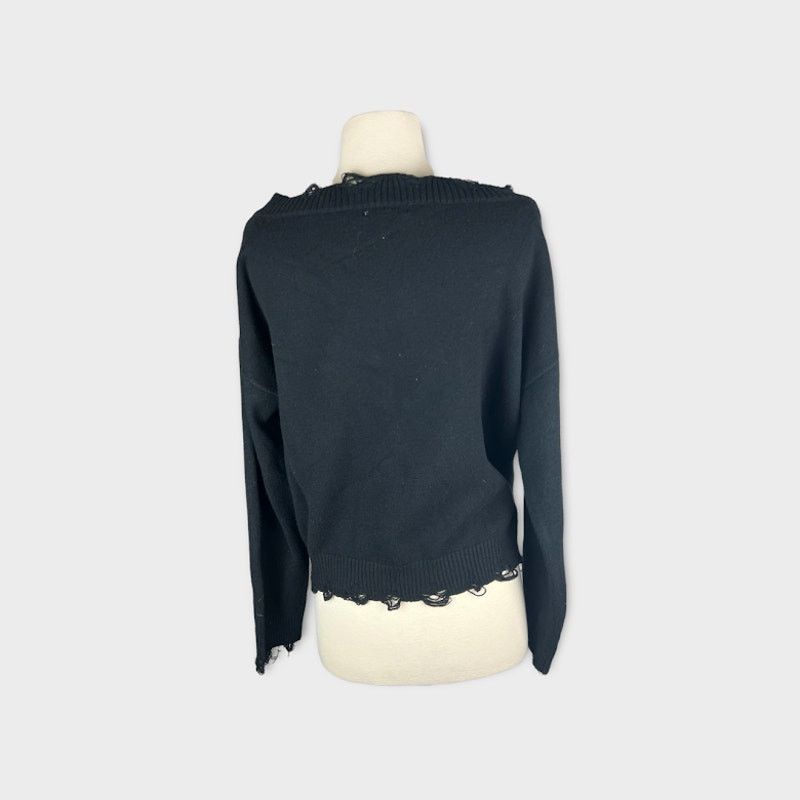 Nordstrom Wild Honey | Distressed V-Neck Crop Sweater | Size L Size L / US 10 / IT 46 - 9 Thumbnail