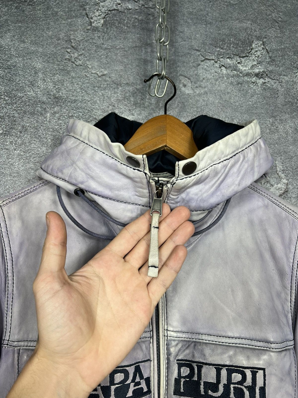 Napapijri Rare Napapijri 100% Leather Down Jacket Parka Size S Size S / US 4 / IT 40 - 9 Thumbnail
