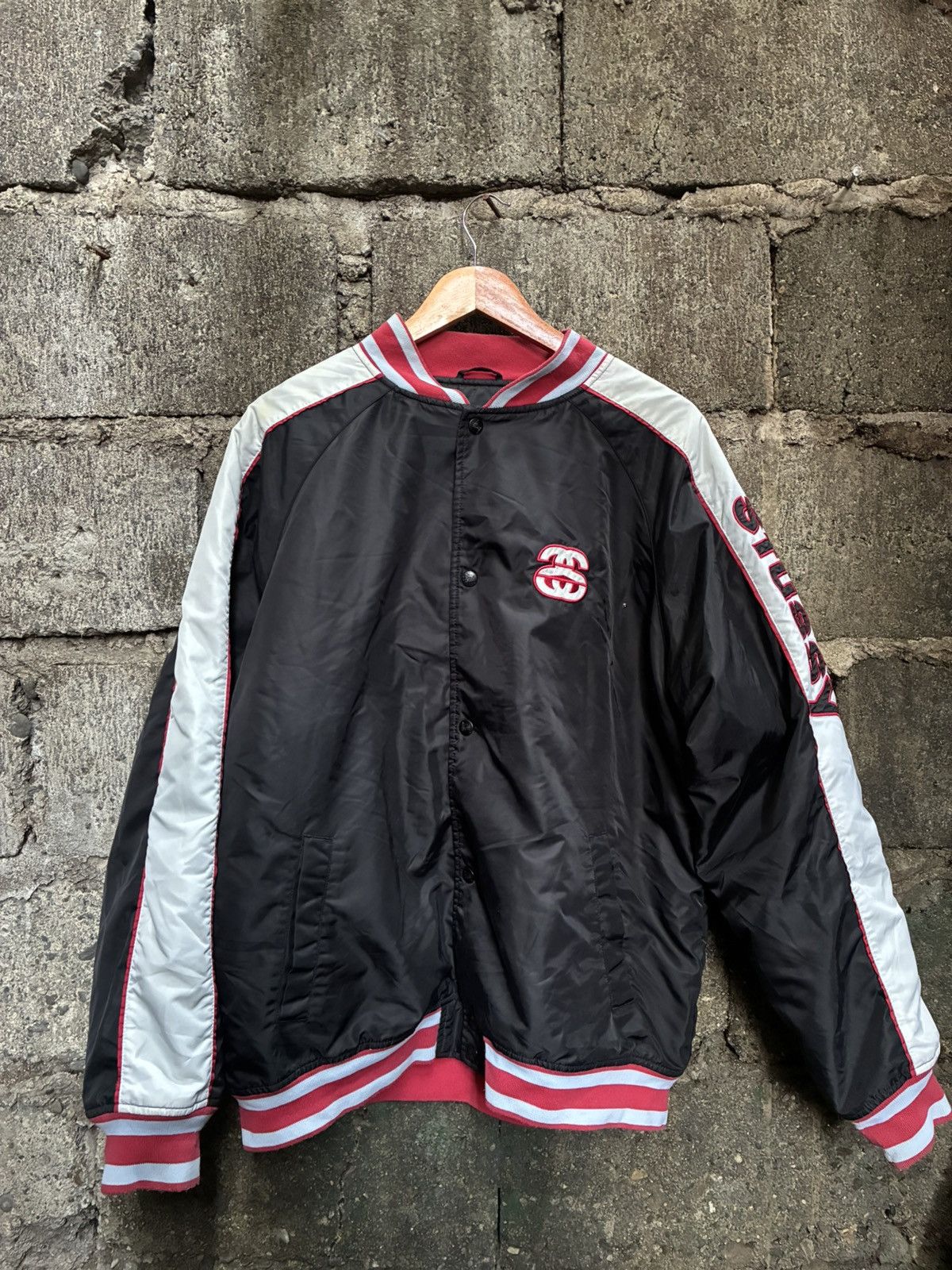 Stussy Stussy S Talk Melton Varsity Jacket Black | Grailed