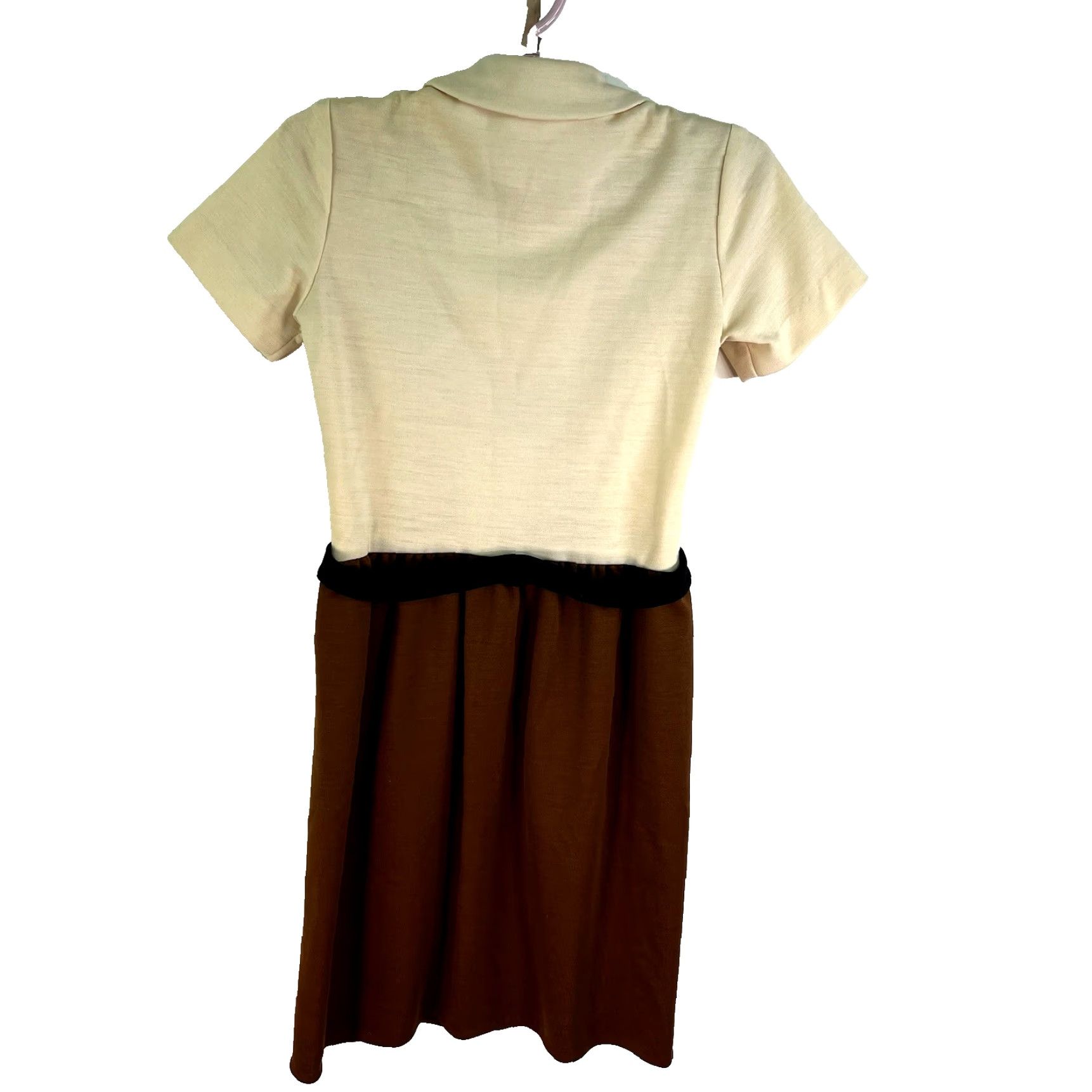 Vintage Vintage 60's Dress Button Top Size S Ivory/Brown Poly Size 4XL / US 24-26 - 6 Thumbnail