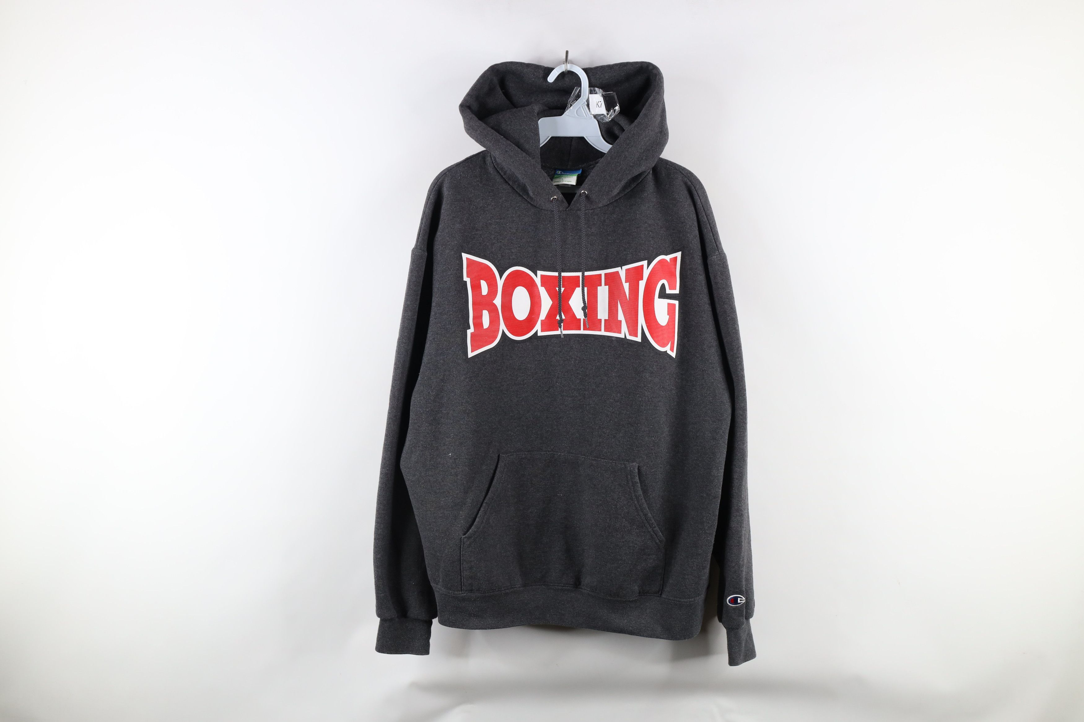 Champion × Vintage Vintage Champion Spell Out Boxing Hoodie Sweatshirt Gray Size US L / EU 52-54 / 3 - 1 Thumbnail