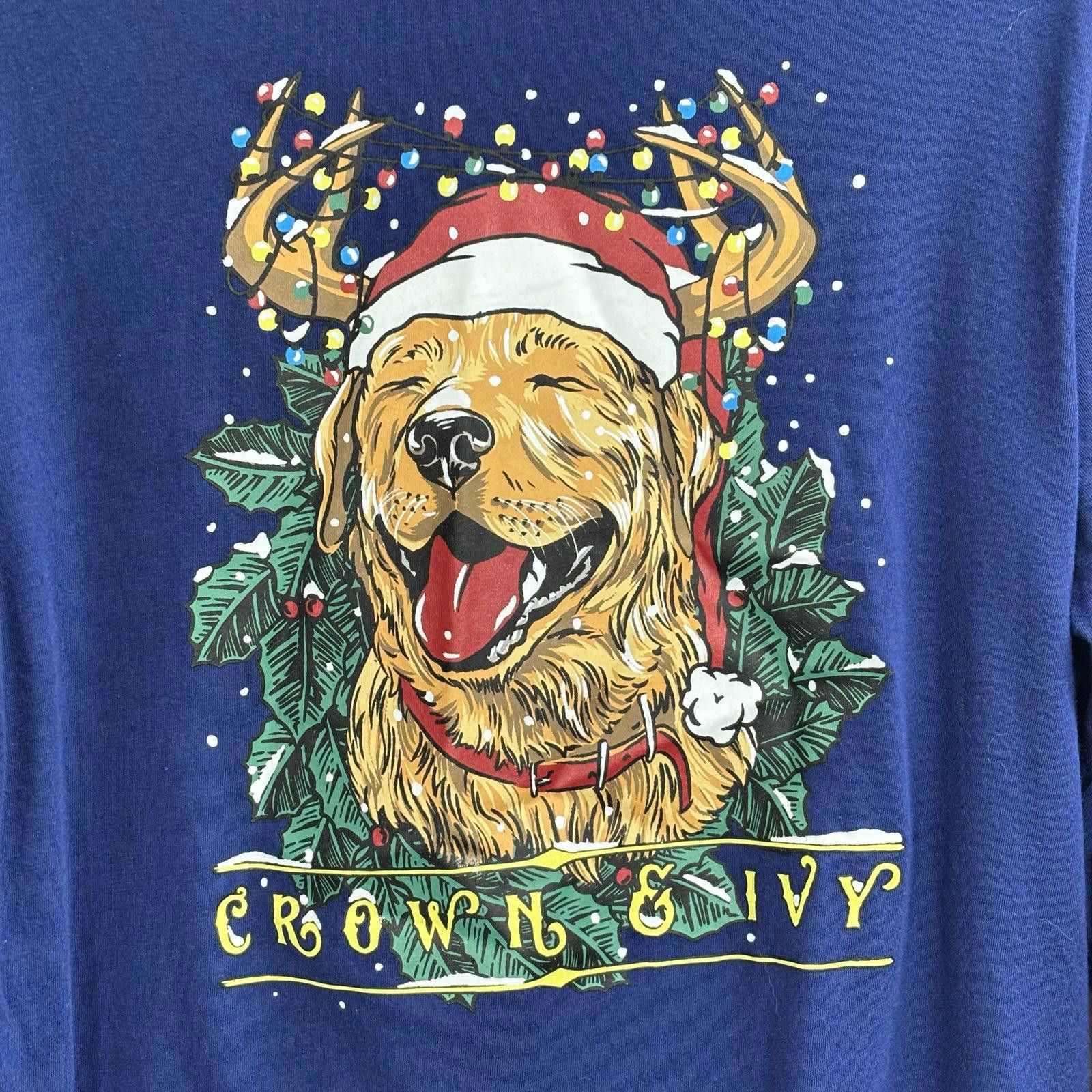 Other Crown & Ivy Kids XL Blue Long Sleeve Shirt w/ Holiday Print Size US XL / EU 56 / 4 - 5 Thumbnail