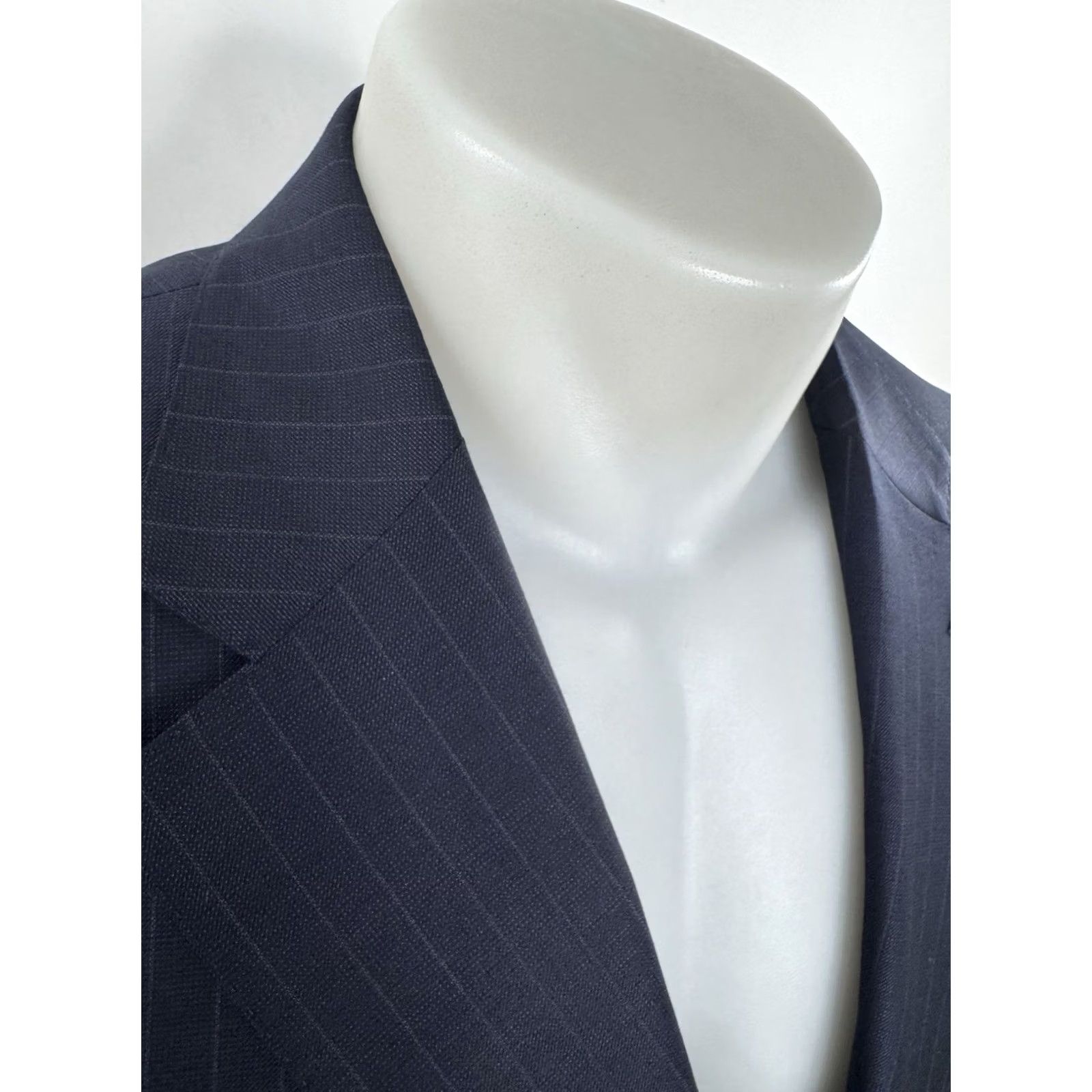 Ermenegildo Zegna SAKS / ZEGNA - Wool Pinstripe Blazer Jacket 44 R Men Blue Wool Blazer Jacket Mens 90s 2000s EXCELLENT Size 44R - 2 Thumbnail