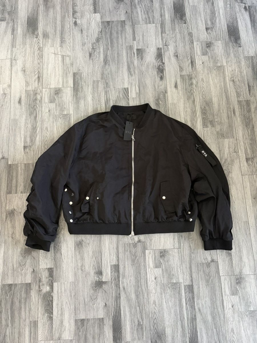 Rta RtA Black Women's Bomber Jacket with Silver Hardware NWT Size XXL / US 16-18 / IT 52-54 - 1 Thumbnail