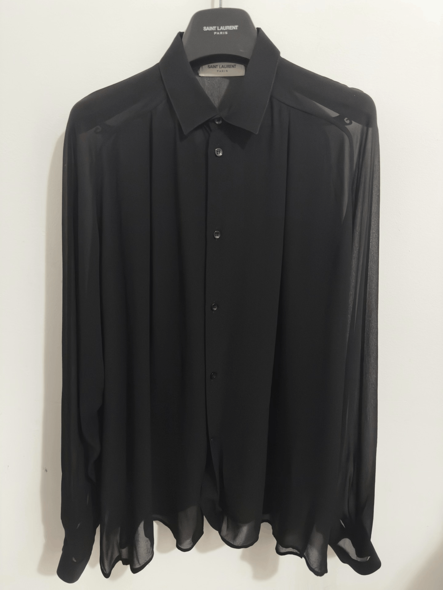 Saint Laurent Paris Saint Laurent Black Sheer Silk Shirt Size S / US 4 / IT 40 - 1 Thumbnail