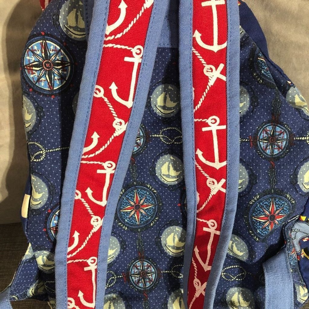 Vintage Beach cotton backpack blue anchor sailor's knot racing flags Size ONE SIZE - 4 Thumbnail