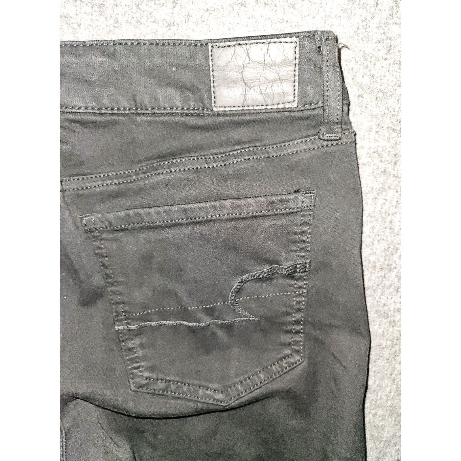 American Eagle Outfitters VINTAGE American Eagle Jeggings Women's 6 Regular Black Low Rise Distressed Jeans Size 28" / US 6 / IT 42 - 8 Thumbnail