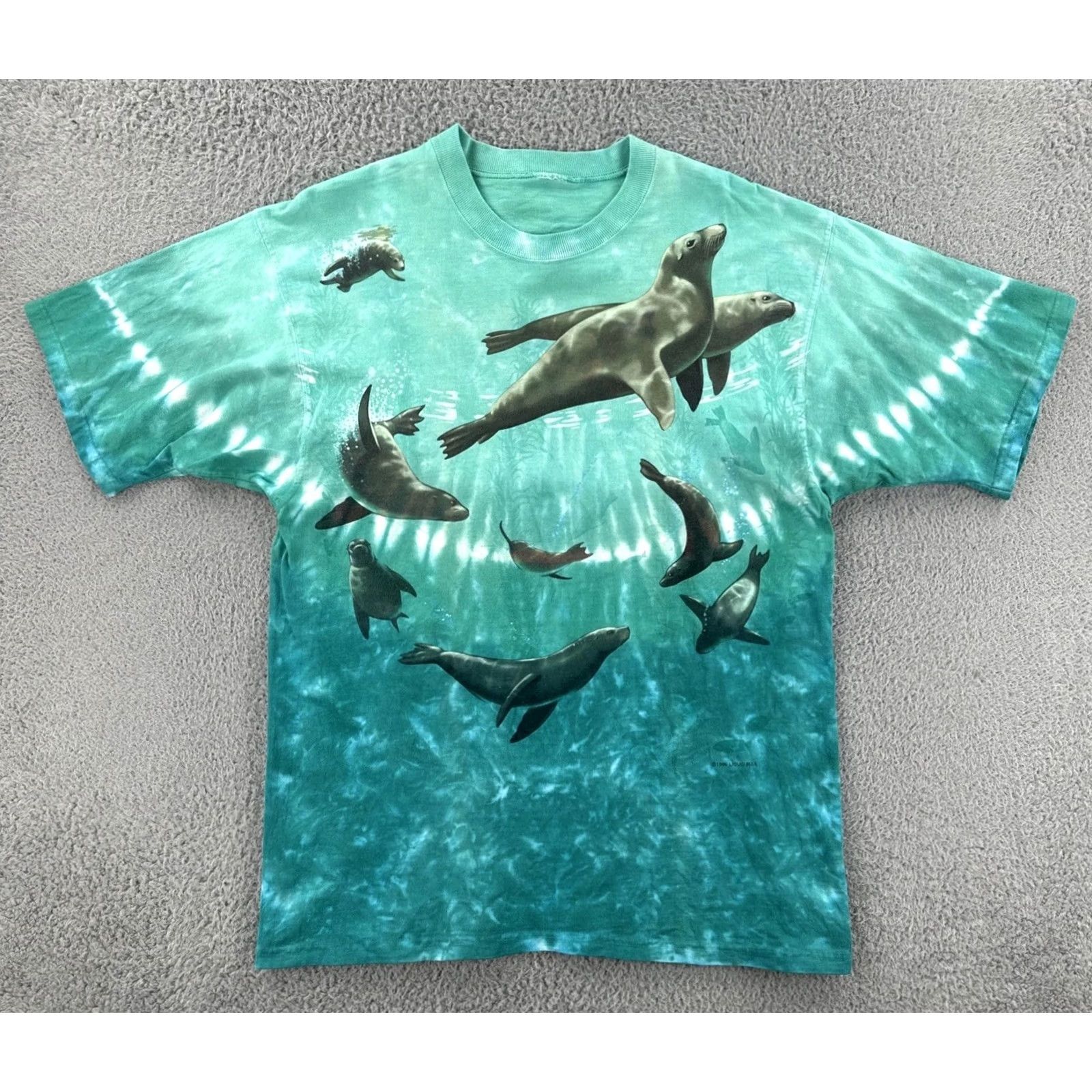 Liquid Blue VINTAGE Liquid Blue 1996 Tie Dye Shirt Mens Large Crew Neck Short Sleeve Navy Blue 90s Mens Size US L / EU 52-54 / 3 - 2 Thumbnail