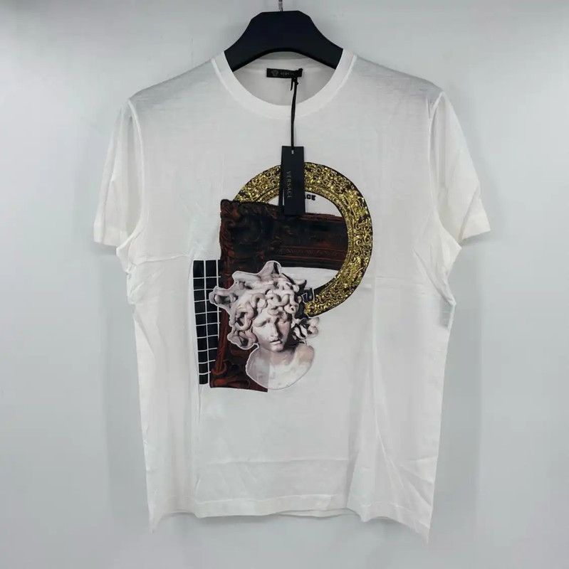 Versace Versace Men's White Cotton Short Sleeve Tee 0089 Size US L / EU 52-54 / 3 - 1 Thumbnail