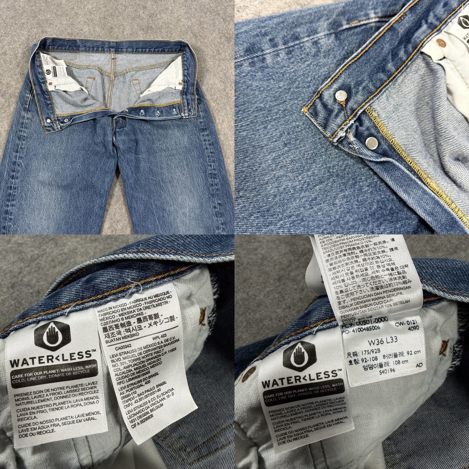 Levi's Levis 501 XX Classic Button Fly Jeans Men's 36x33 Blue Regular Denim Jeans 5-Pocket Straight Vintage No Mens Size US 36 / EU 52 - 8 Thumbnail