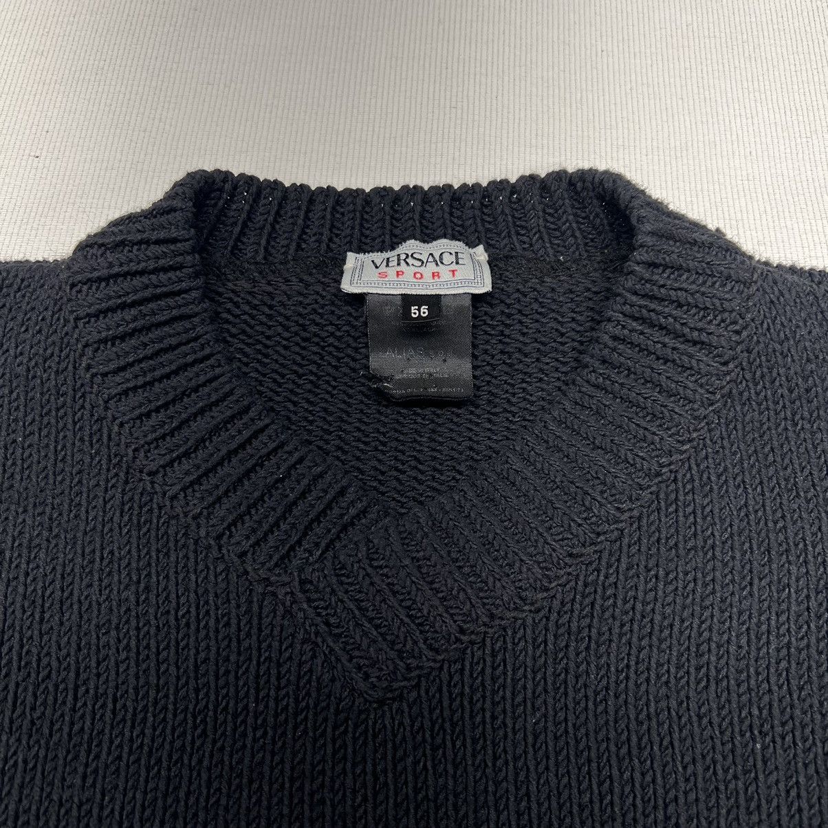 Versace × Vintage VTG Versace Sport Sweater Black Knit Alias V Neck Pullover Size US XL / EU 56 / 4 - 3 Thumbnail