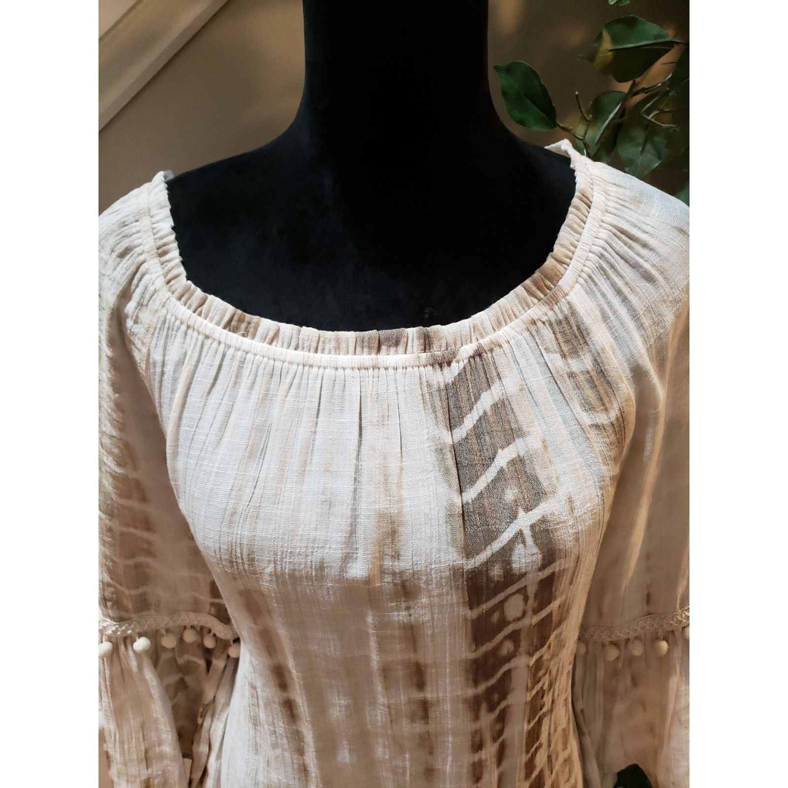 Apt. 9 APT 9 Blouse Women L Beige Boho Tie Dye Peasant Top Size L / US 10 / IT 46 - 5 Thumbnail