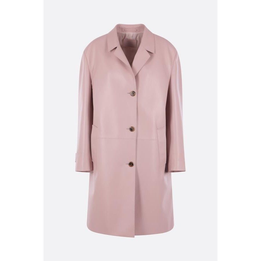 Prada PRADA Pink Leather Single-Breasted Coat New & Authentic (Wom Size S / US 4 / IT 40 - 1 Thumbnail