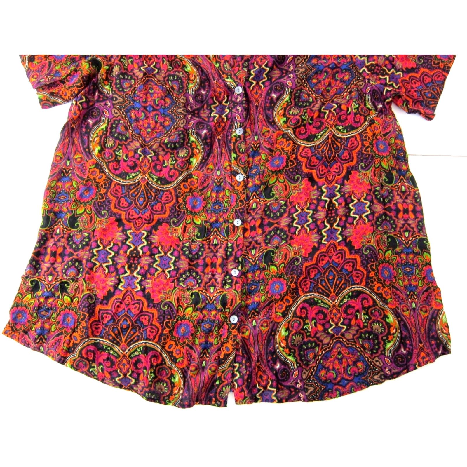 Vintage NWT Roaman's Blouse Rayon Floral Button Down Short Sleeve Pink 22W Women’s Size 3XL / US 20-22 - 7 Thumbnail