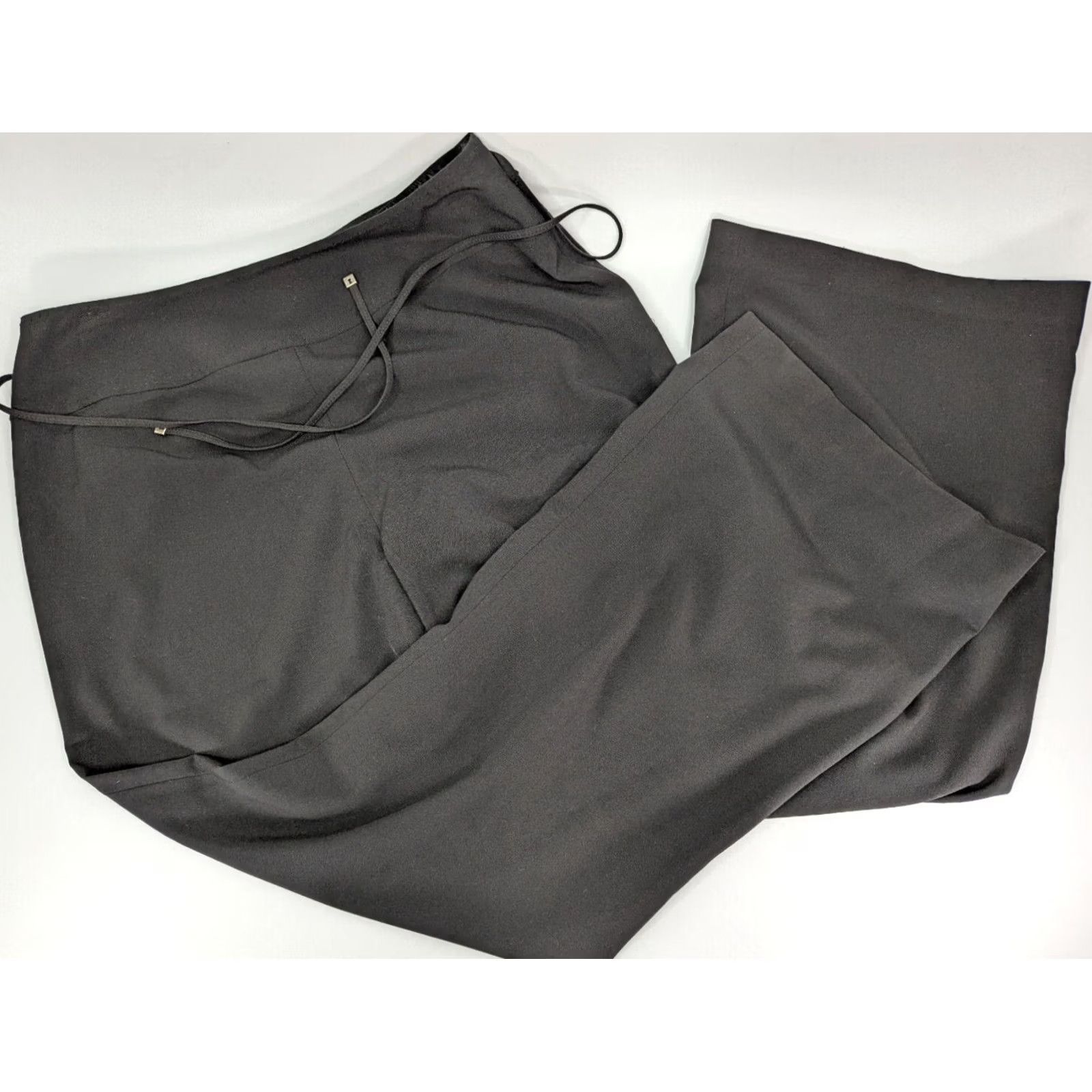 Vintage Tahari Women’s Black Wide-Leg Flat Front Career Work Dress Pants 12 Size 34" / US 12 / IT 48 - 2 Thumbnail