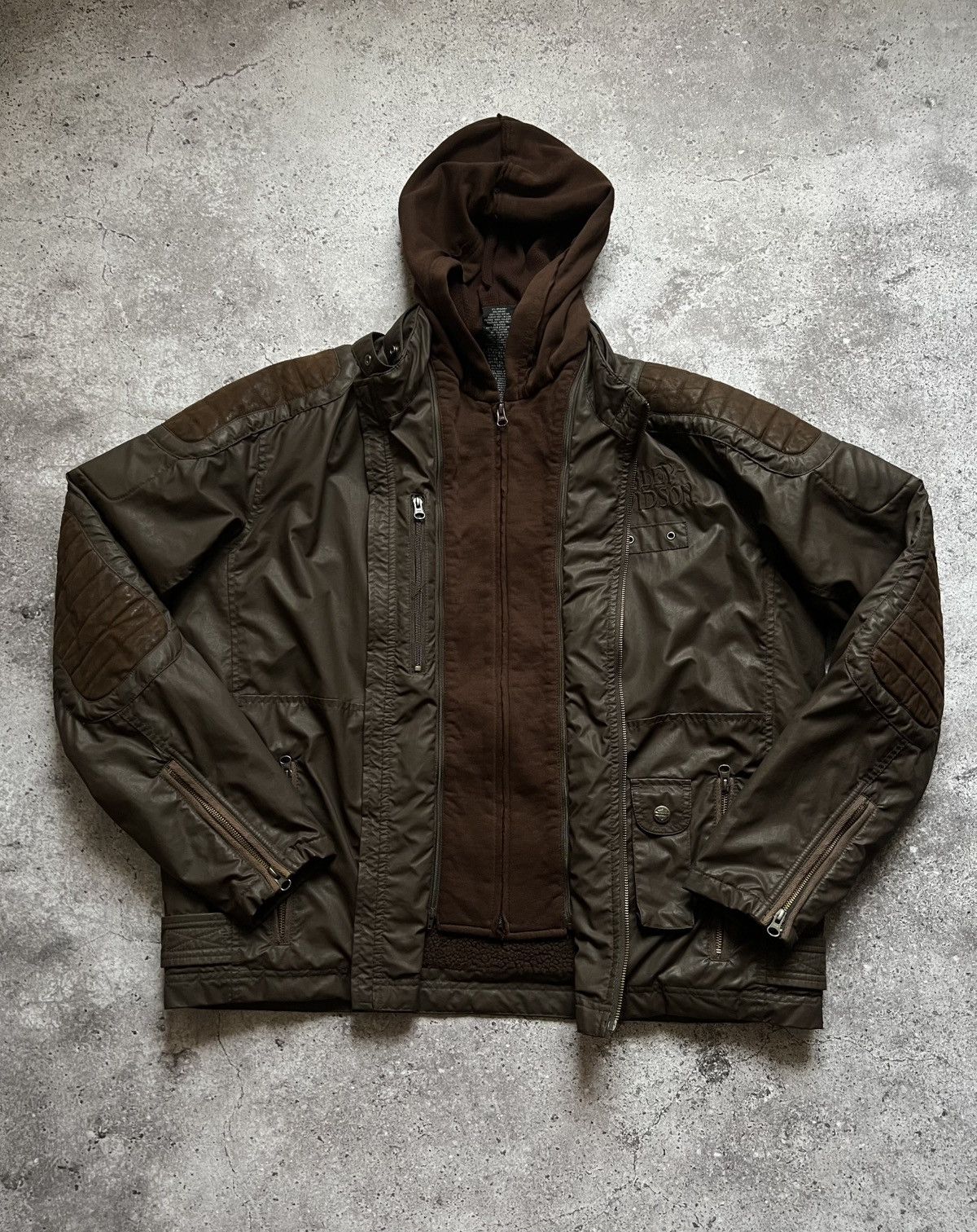Harley Davidson × Vintage Harley Davidson Hooded Jacket Brown Size US XL / EU 56 / 4 - 2 Thumbnail