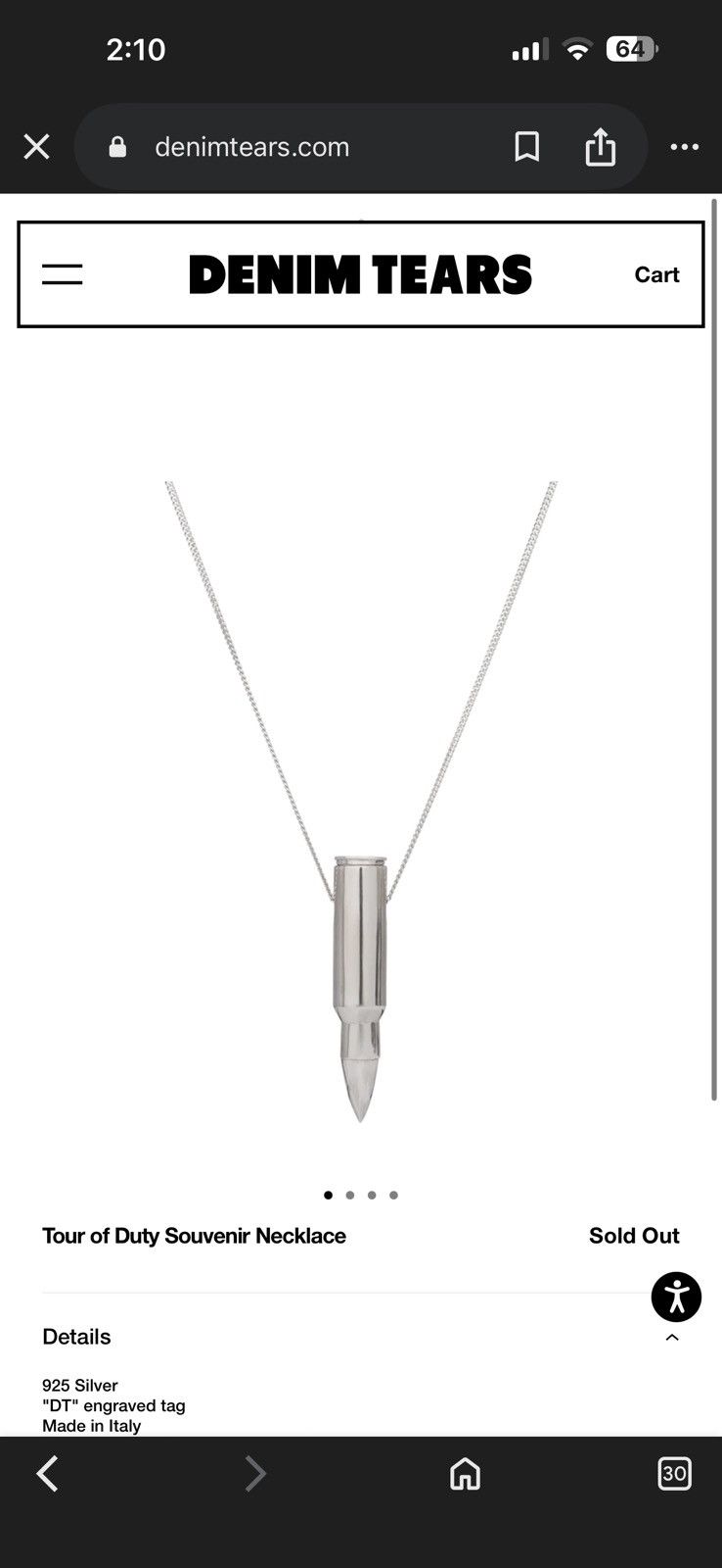 DENIM TEARS Denim Tears Tour of Duty Souvenir Bullet Necklace Size ONE SIZE - 7 Thumbnail