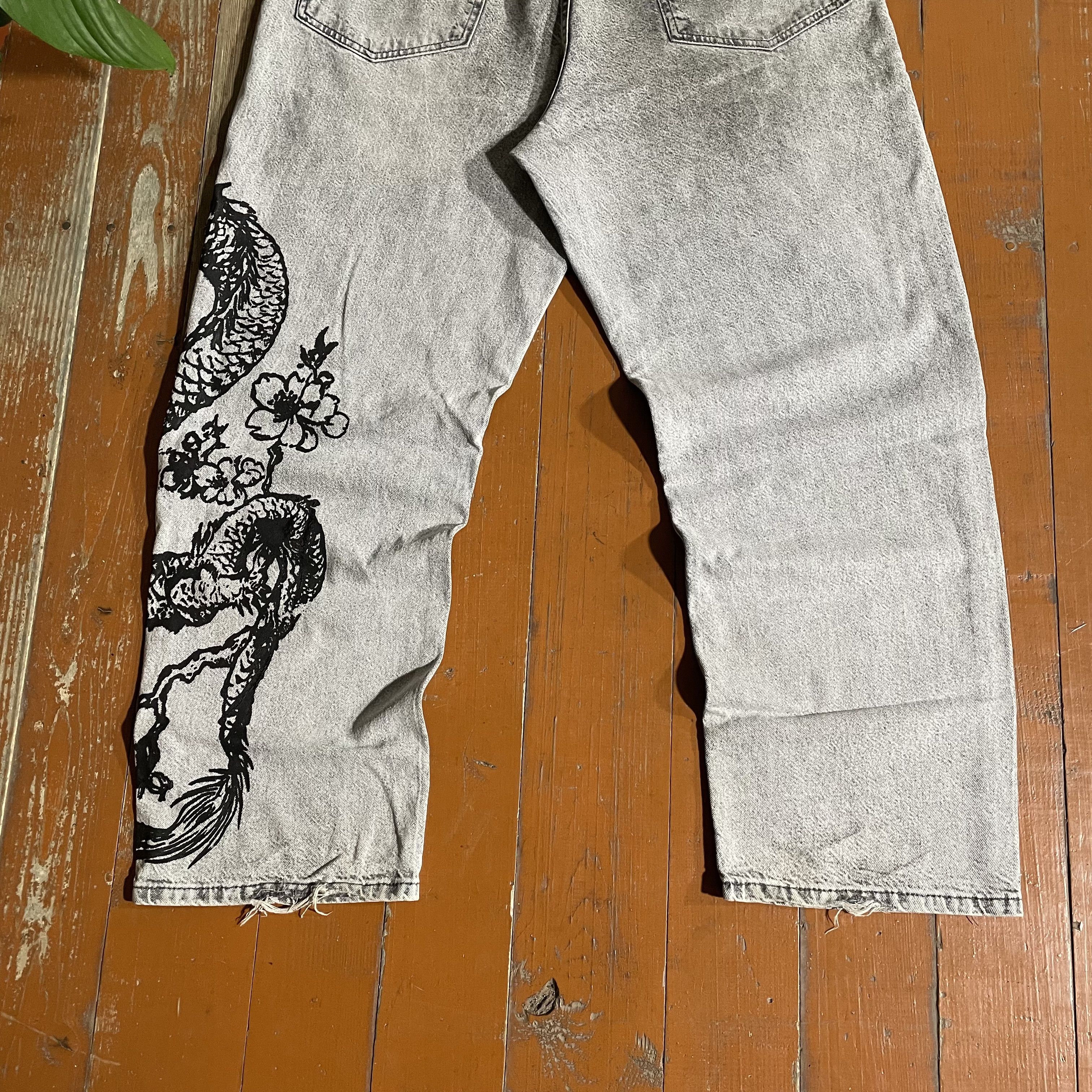 Other Custom pants baggy fit art Dragon distressed alt rare Size US 36 / EU 52 - 10 Thumbnail