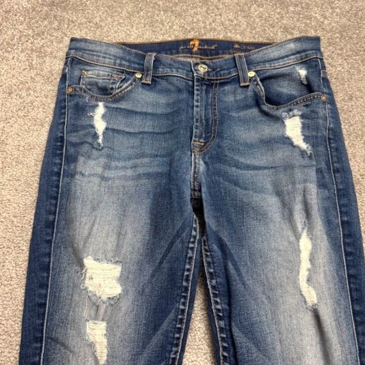 7 For All Mankind 7 For All Mankind Jeans Denim 7 For All Mankind The Ankle Skinny Distressed Blue 28 Womens Regular Jeans Size 28" / US 6 / IT 42 - 5 Thumbnail