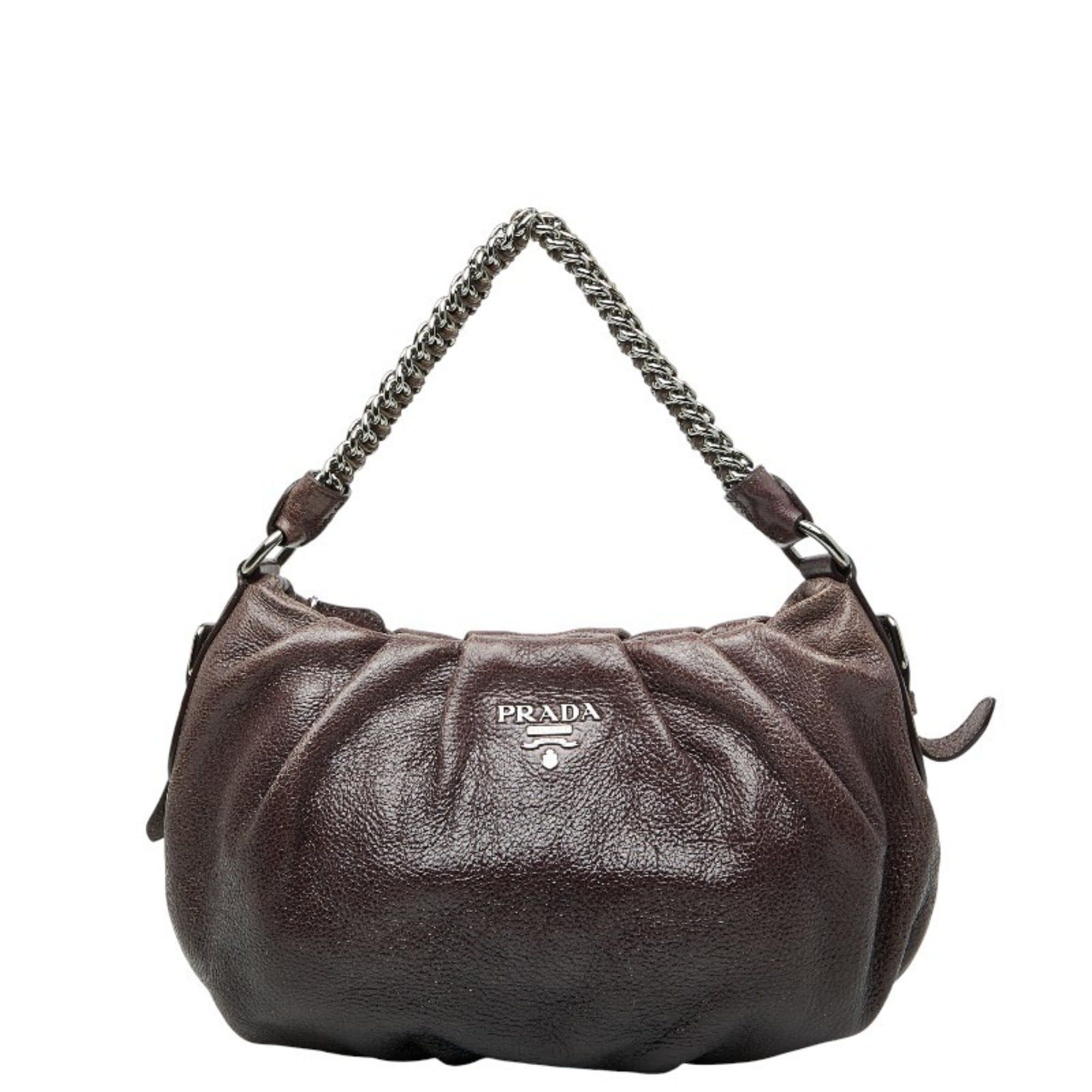 Prada Prada logo hardware chain one-shoulder bag handbag purple leather women's PRADA Size ONE SIZE - 1 Thumbnail