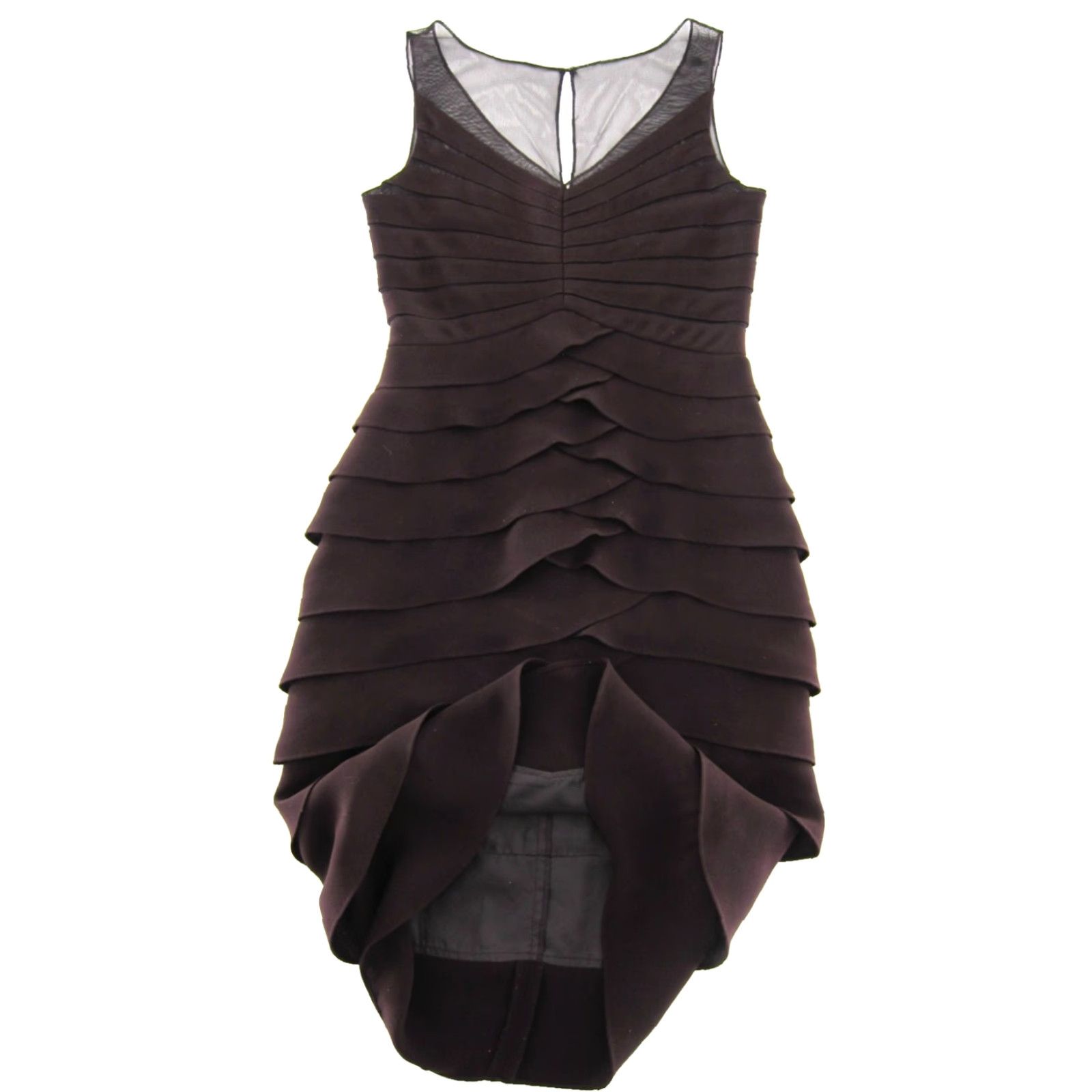 Vintage Eliza J New York Brown Sleeveless Layer Tiered Work Party Formal Sheath Dress 4 Size S / US 4 / IT 40 - 5 Thumbnail