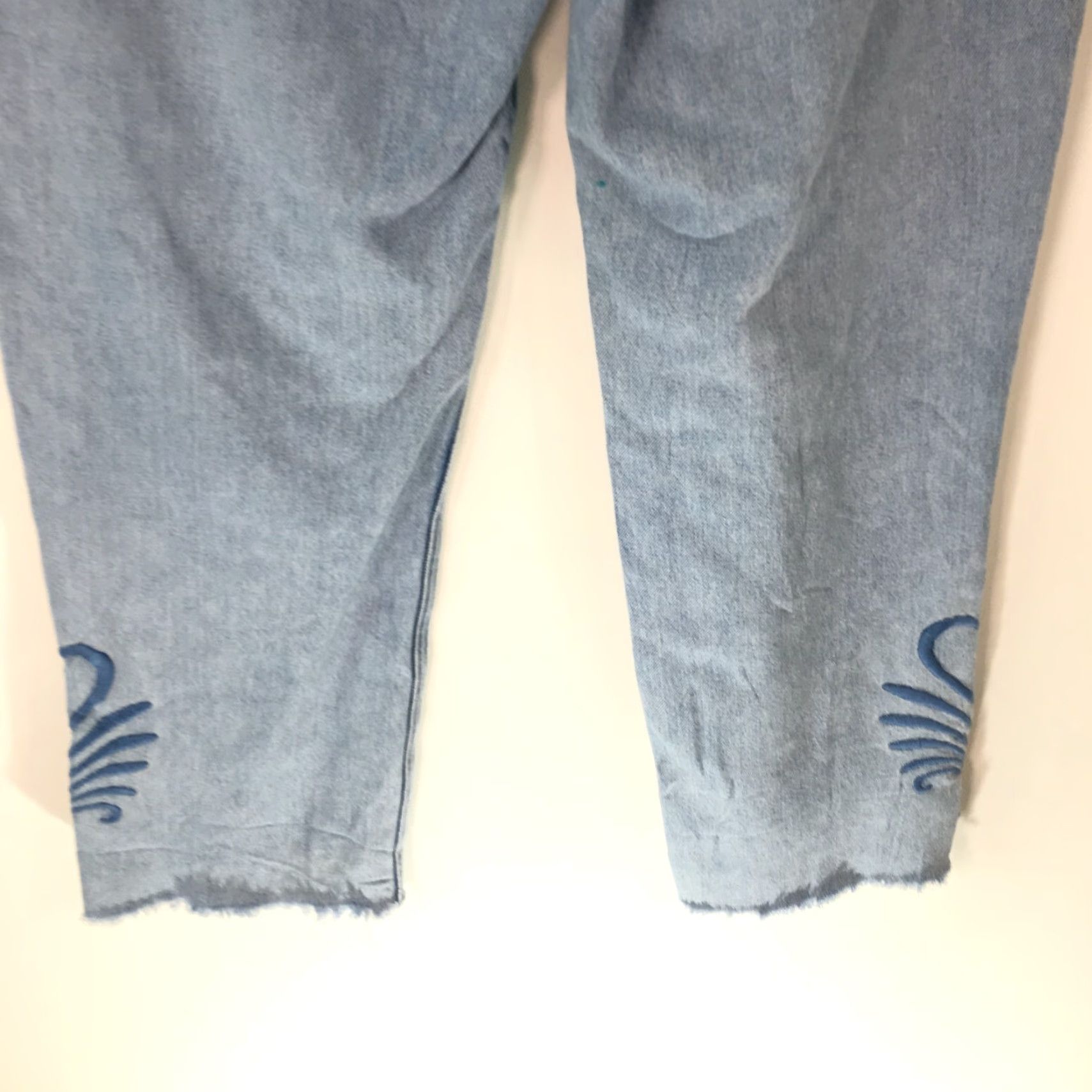 Denime &Denim Womens Straight Fit High Waist Button Fly Embroidered Blue Jeans Size 30 Size 30" / US 8 / IT 44 - 6 Thumbnail