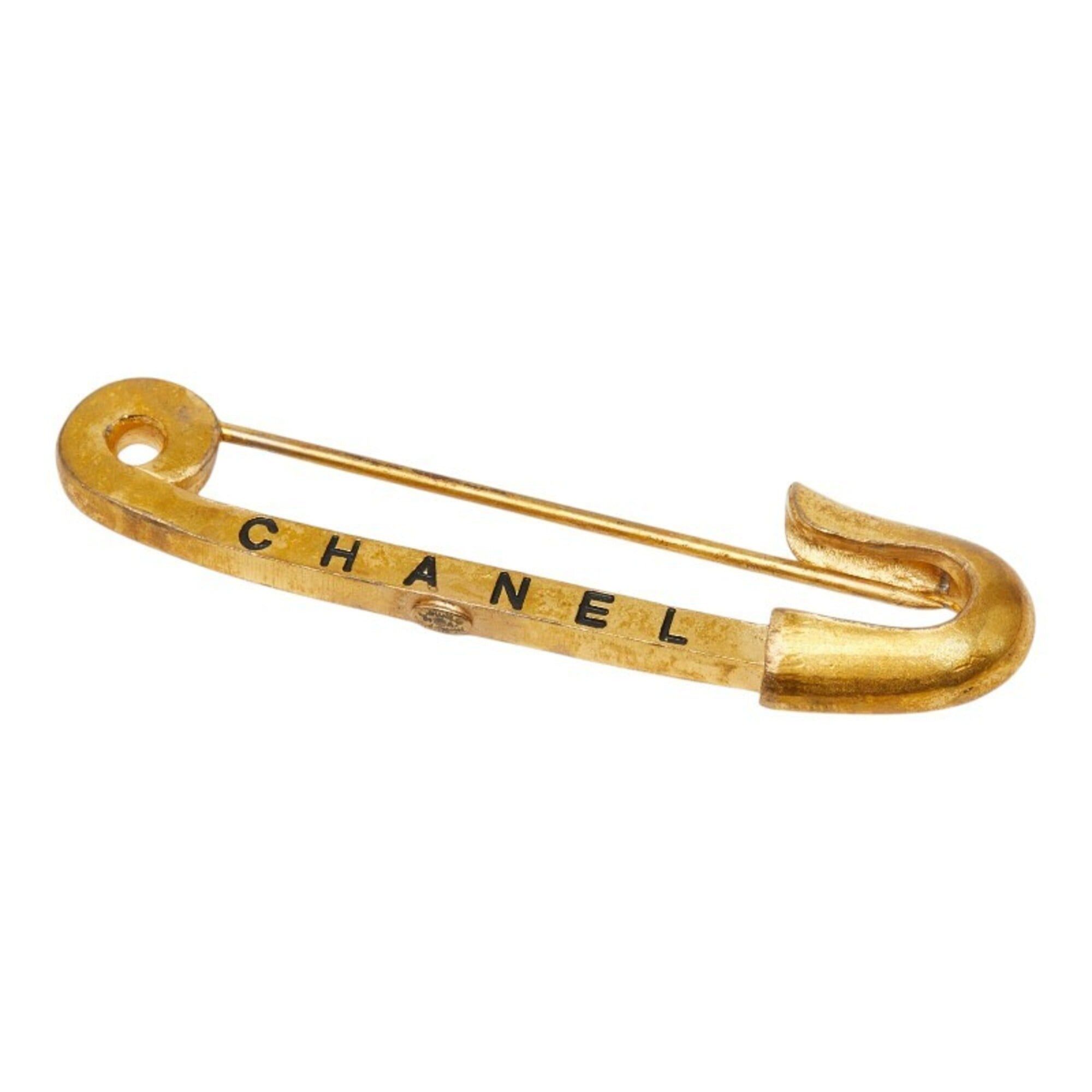 Chanel Chanel Safety Pin Logo Brooch, 01A Engraving, Gold Plated, Women's CHANEL Size ONE SIZE - 1 Thumbnail