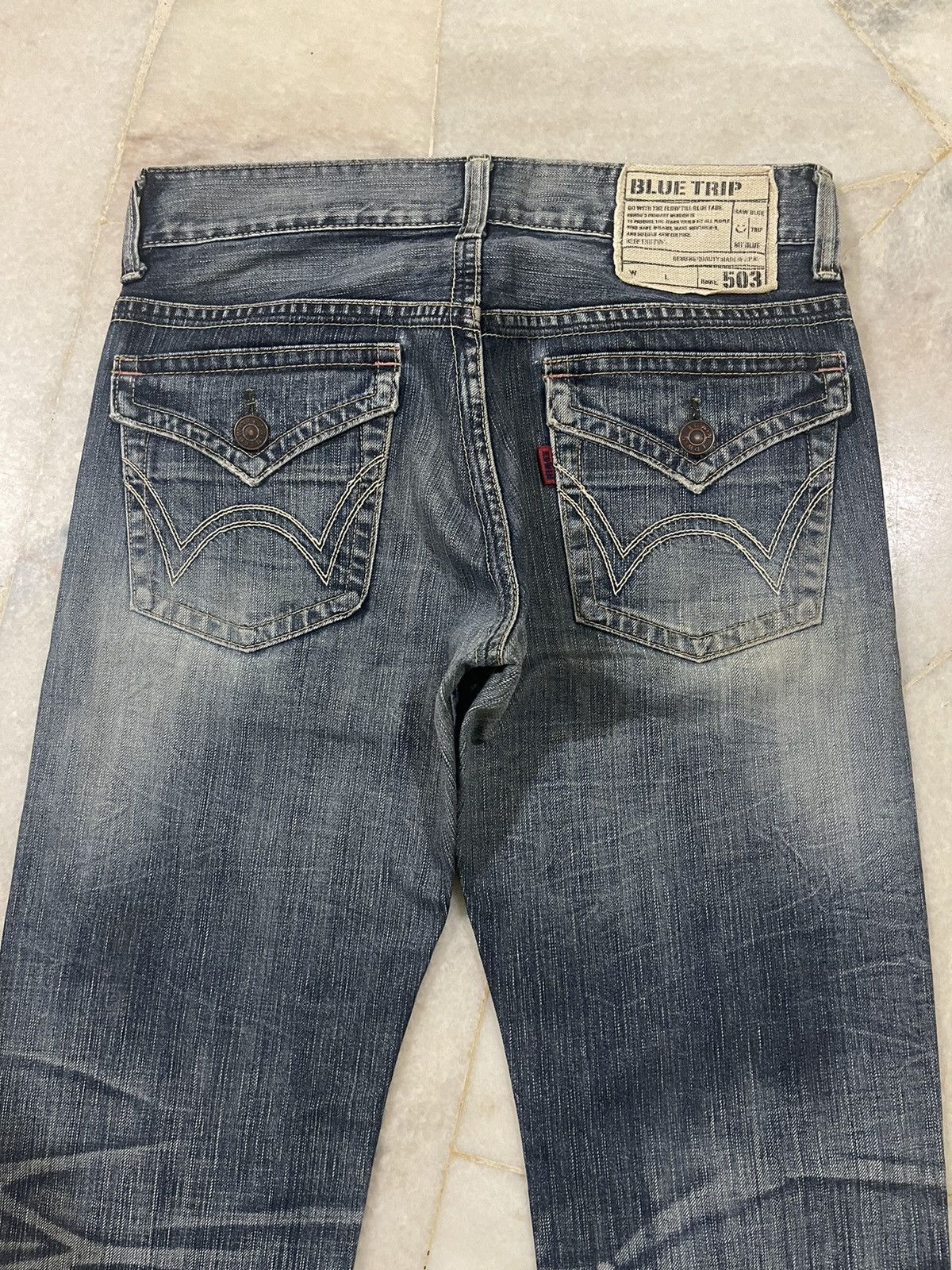 Vintage Vintage Edwin 503 Whisker Washed Jeans Denim Size US 33 - 6 Thumbnail