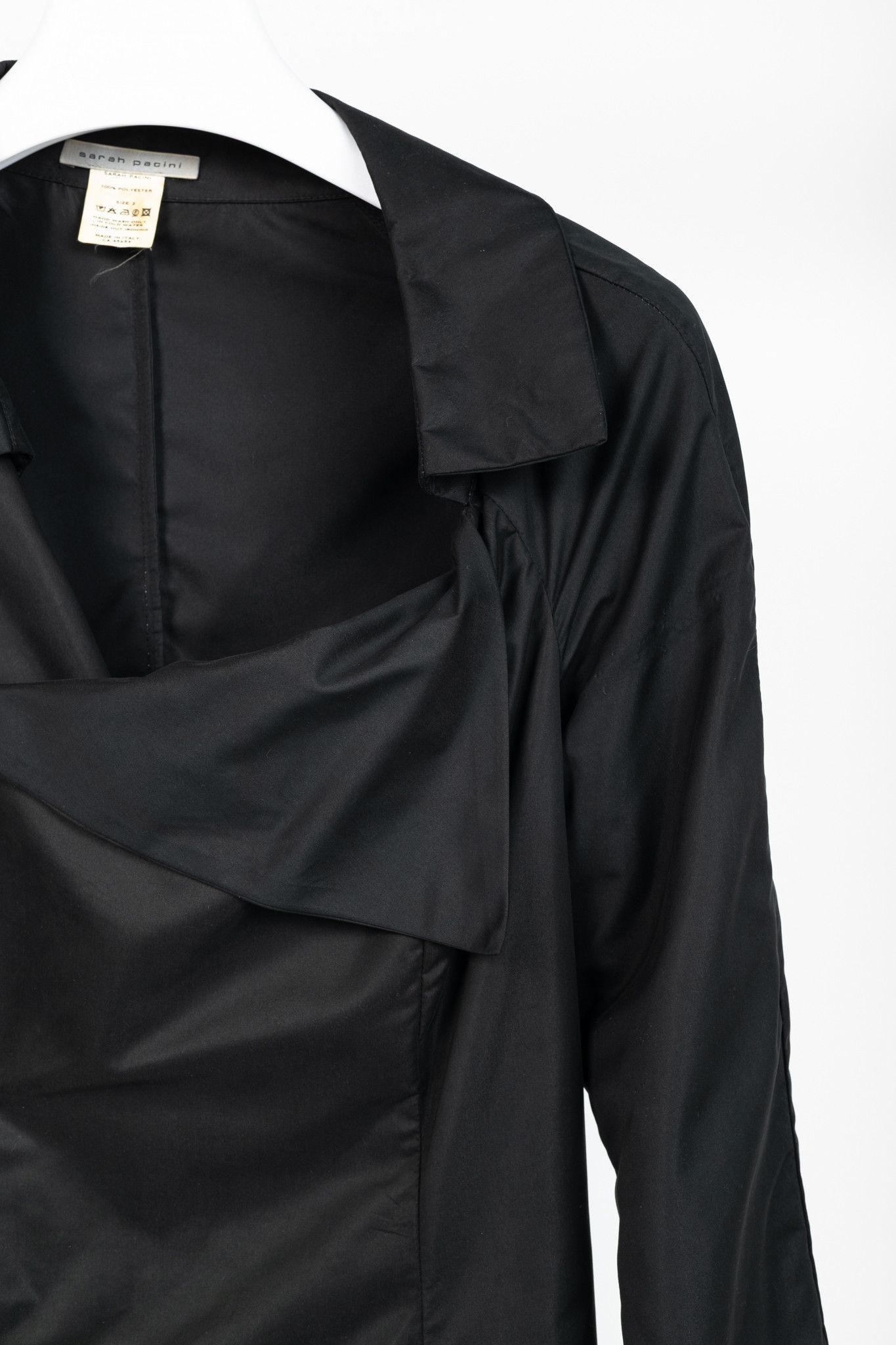 Sarah Pacini Sarah Pacini Black Asymmetrical Cowl-Neck Coat Size M / US 6-8 / IT 42-44 - 5 Thumbnail