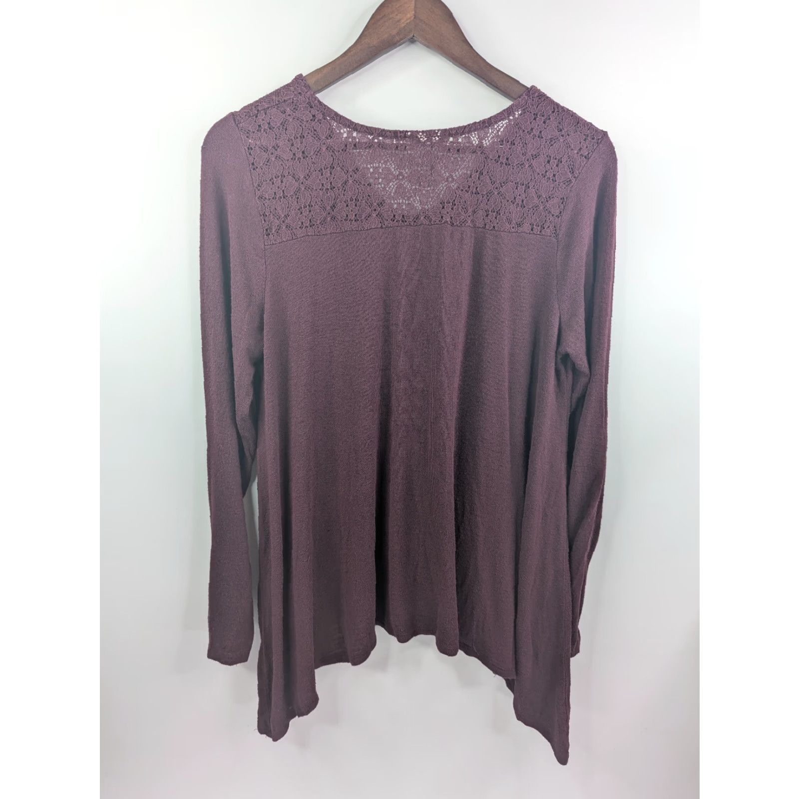 Vintage Knox Rose Blouse Shirt Women L Plum Burgundy Crochet Peasant Long Sleeve Button Knit Rayon Cotton Nylon Boho Fall Spring Winter Size L / US 10 / IT 46 - 3 Thumbnail