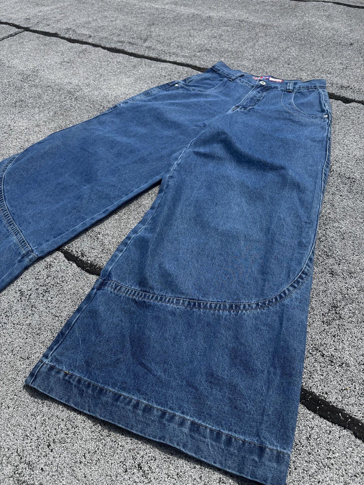 JNCO Kangaroo Jeans 90s/Y2K Baggy Skater Rave Embroidered Pkt Size US 30 / EU 46 - 5 Thumbnail