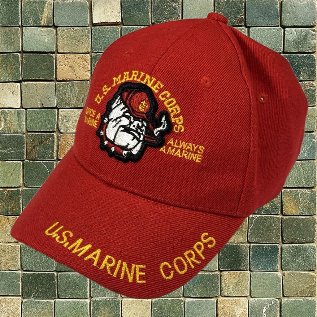 Elite Cap Hat Red Adjustable Us Marine Corps Bulldog Once A Marine Always A Marine Mens, Men's