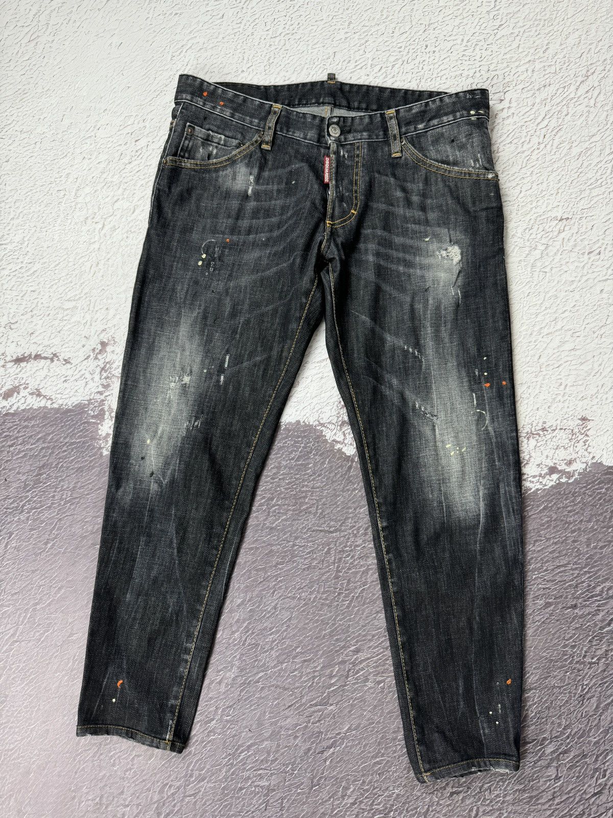 Dsquared2 Dsquared2 black distressed faded painted cropped jeans skiny Size US 34 / EU 50 - 1 Thumbnail