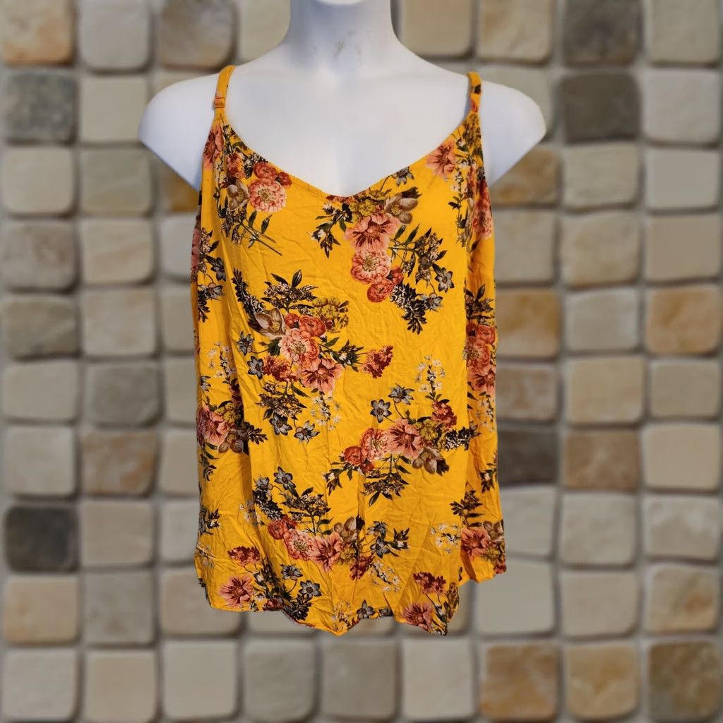 Torrid Torrid Yellow Floral Sleeveless Cami Top Shirt 4X Women Size XXL / US 16-18 / IT 52-54 - 1 Thumbnail