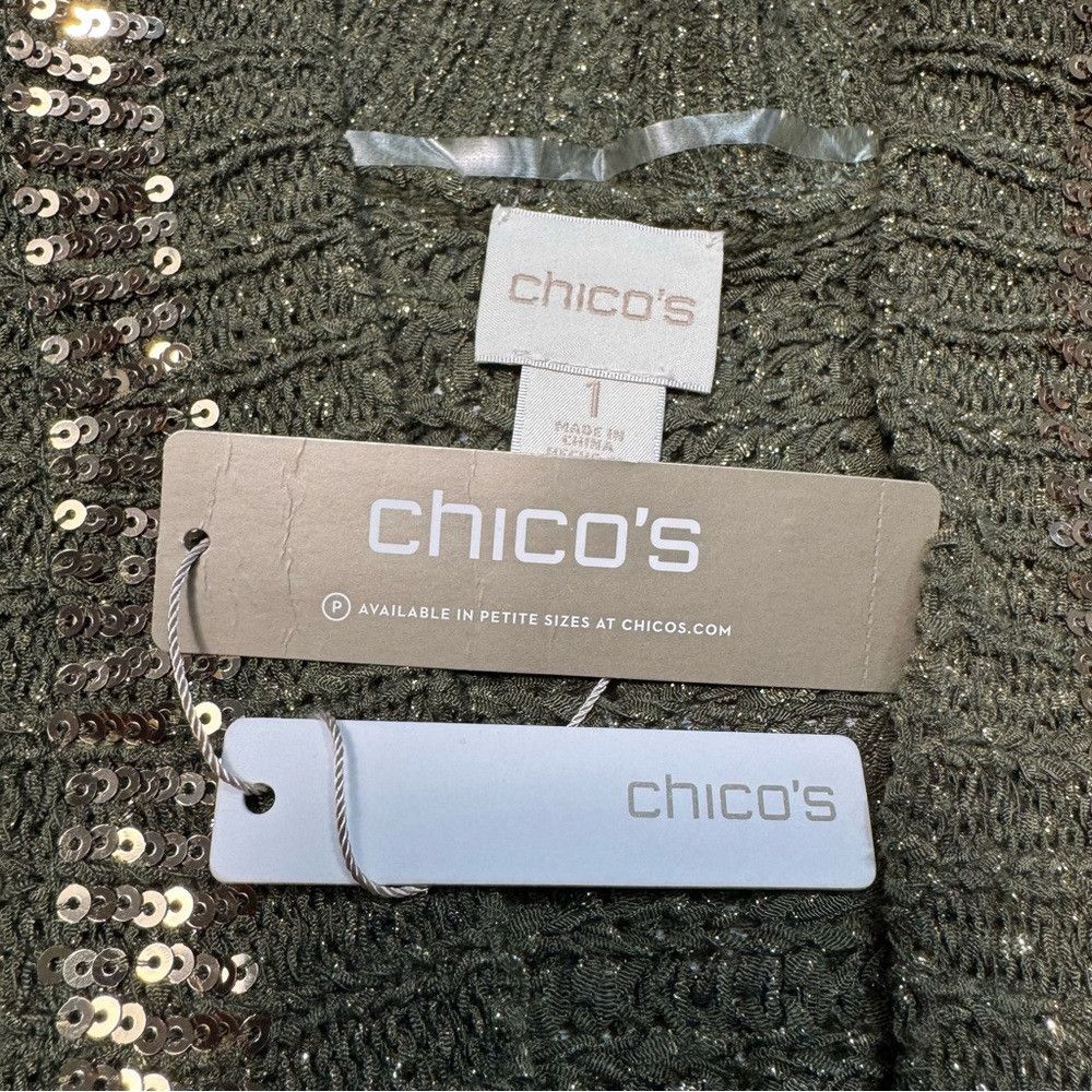 Chicos NWT New $109 Chico's Knit Sequin Trim Cardigan Size 1 US M Size M / US 6-8 / IT 42-44 - 8 Thumbnail