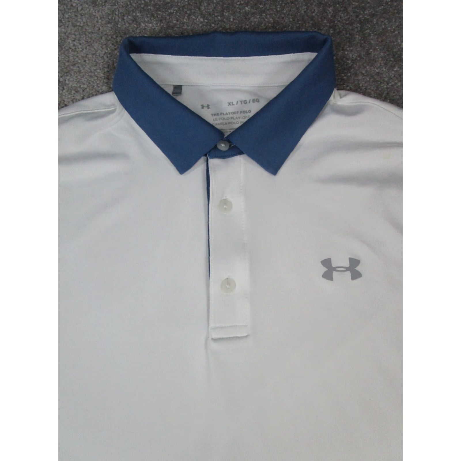 Under Armour VINTAGE Under Armour Polo Shirt Mens XL White Blue Pink Golf Size US XL / EU 56 / 4 - 2 Thumbnail