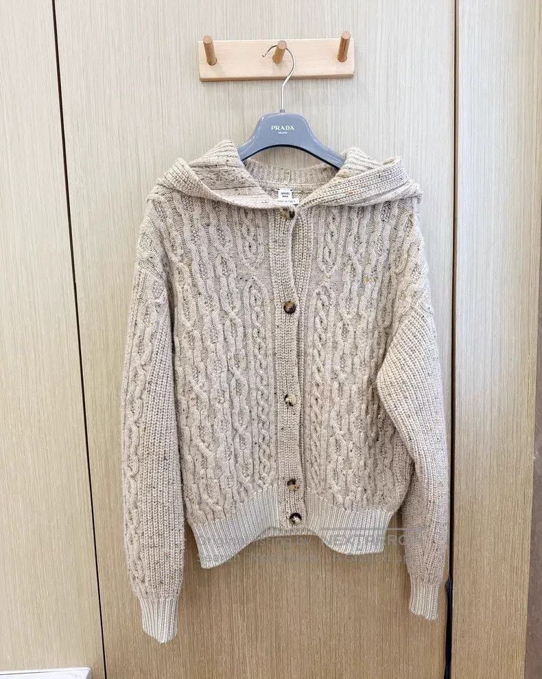 Hermes Hermes Brown Cable Knit Cashmere Hooded Cardigan Jacket Size XS / US 0-2 / IT 36-38 - 1 Thumbnail