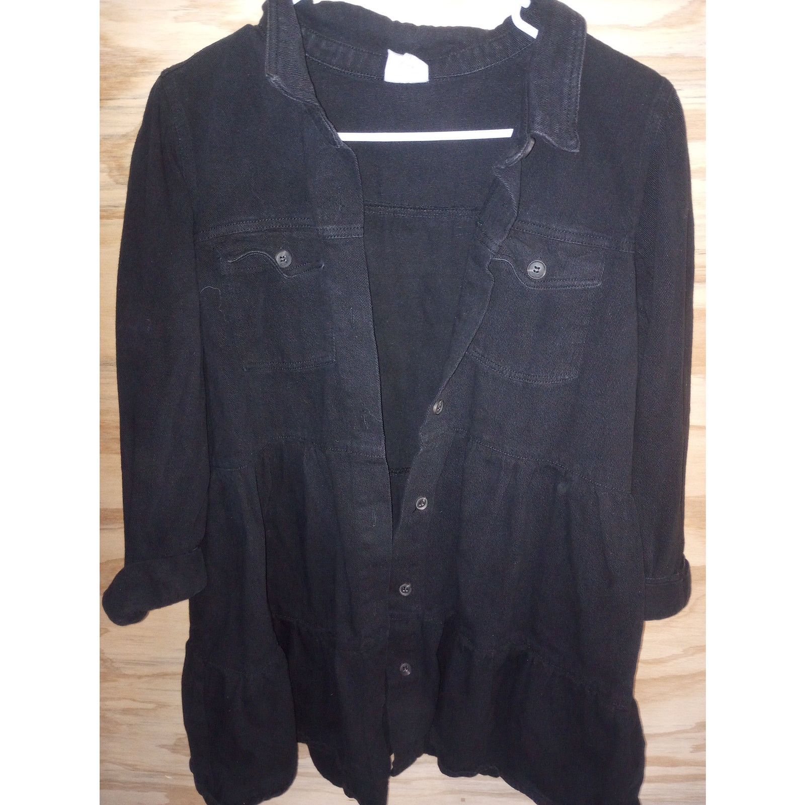 By Together By Together Black Denim Overcoat Tiered Large Size L / US 10 / IT 46 - 1 Thumbnail