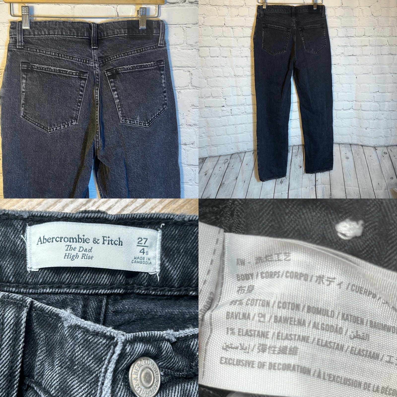 Abercrombie & Fitch Abercrombie & Fitch Jeans Womens 27 The Dad High Rise Black Denim Buttonfly Size 27" / US 4 / IT 40 - 8 Thumbnail
