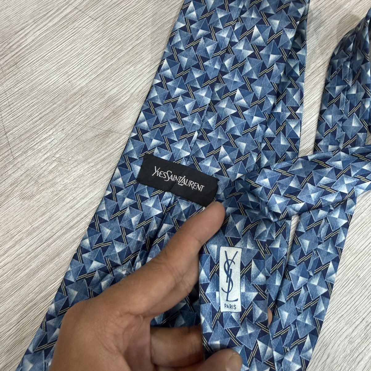 Yves Saint Laurent YVES SAINT LAURENT tie geometric silk YSL Size ONE SIZE - 4 Thumbnail