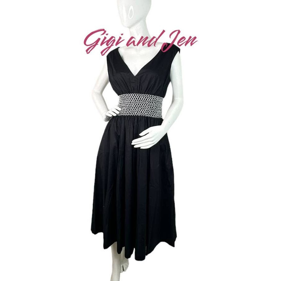 Kate Spade Poplin V-neck Dress Medium in Black