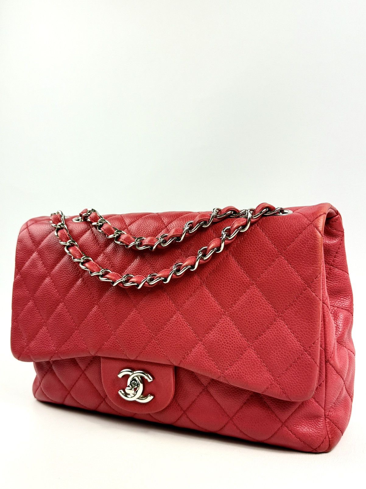 Chanel Chanel - Karl - 2008 - Raspberry Red - Caviar - Jumbo - Flap Size ONE SIZE - 2 Thumbnail