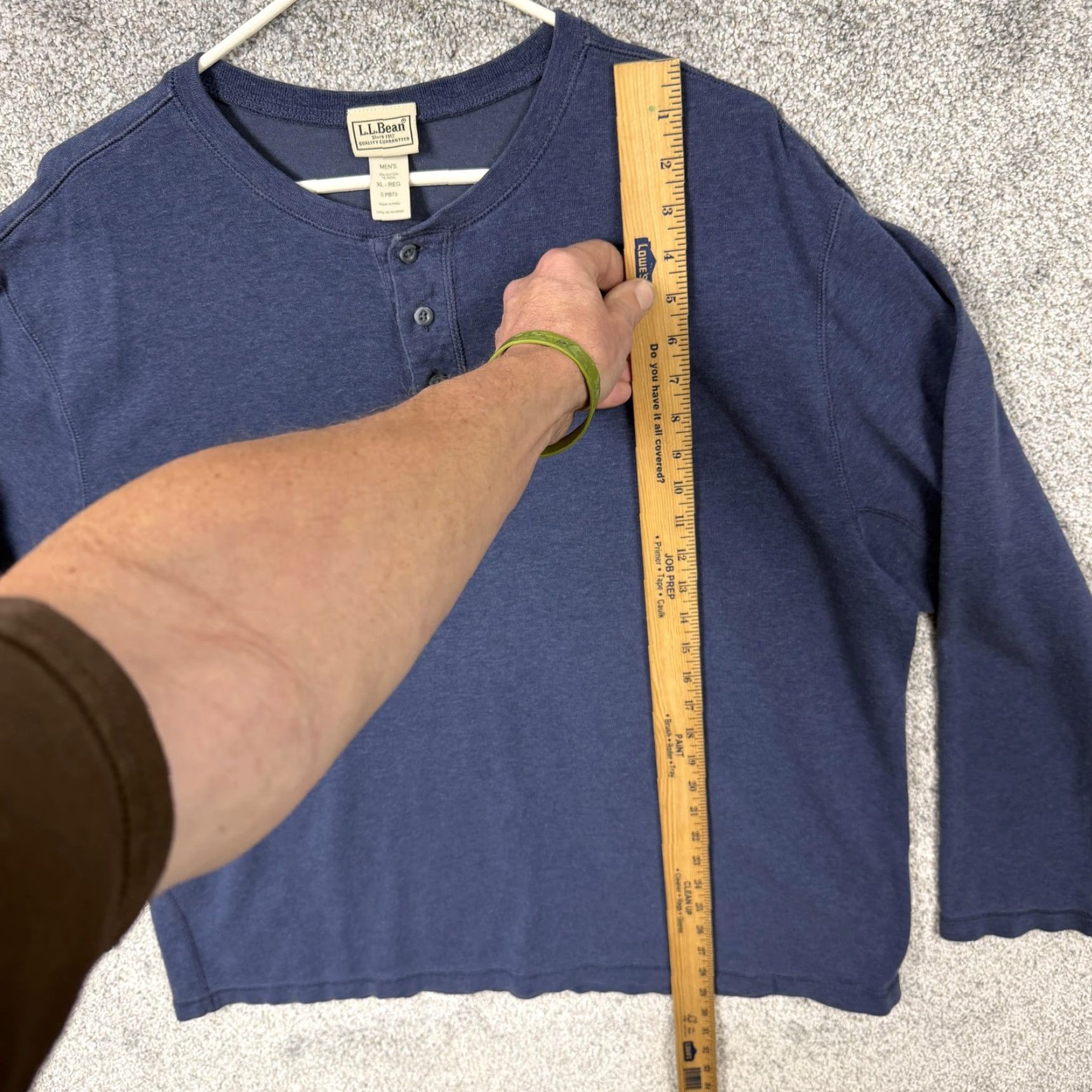 Vintage L.L. Bean Mens XL Blue Henley Shirt Long Sleeve Cotton Wool Jersey Solid Classic Preppy Outdoorsy Size US XL / EU 56 / 4 - 2 Thumbnail