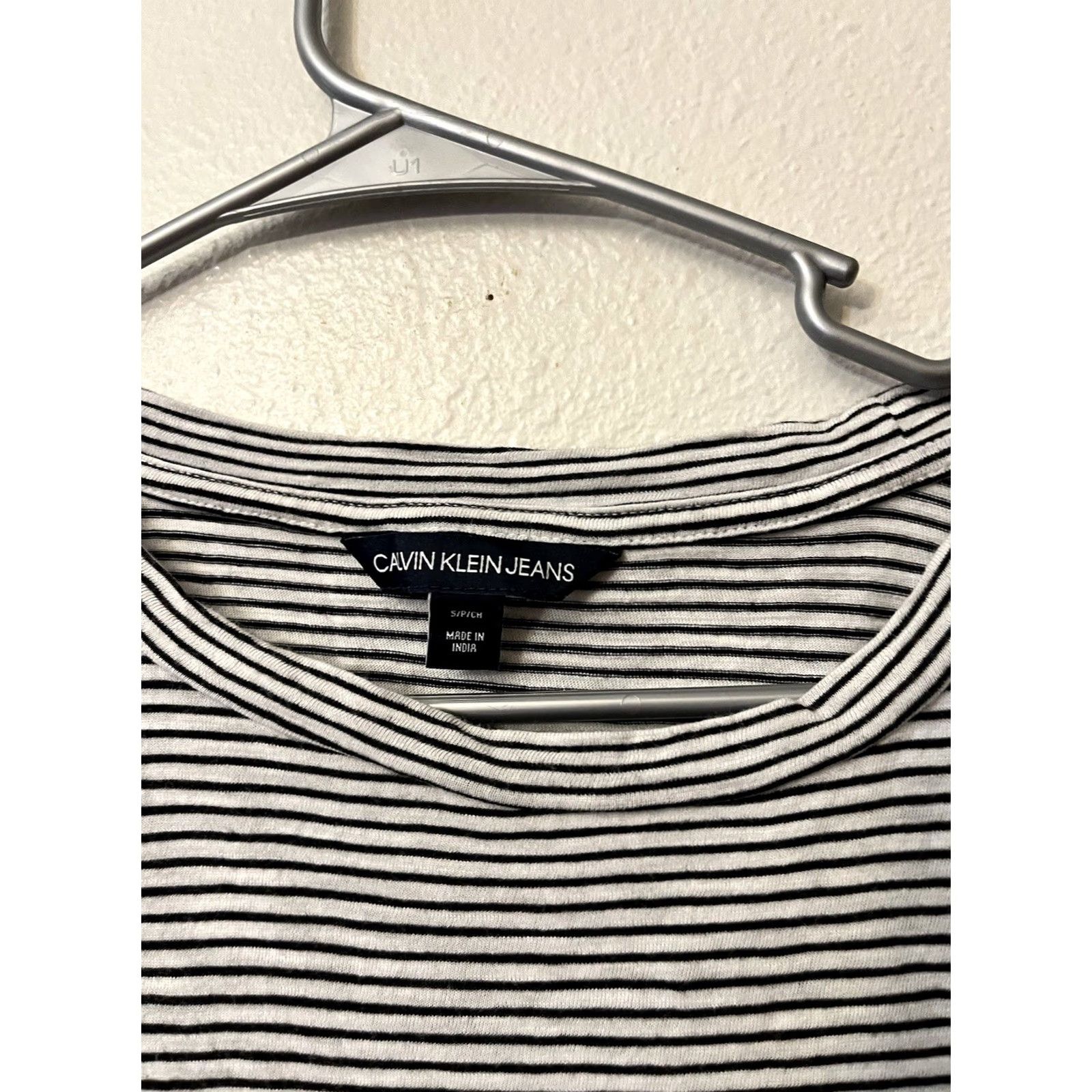 Calvin Klein Calvin Klein T-Shirt Women S White Stripe Round Neck Short Sleeve Cotton Spandex Size S Size S / US 4 / IT 40 - 2 Thumbnail
