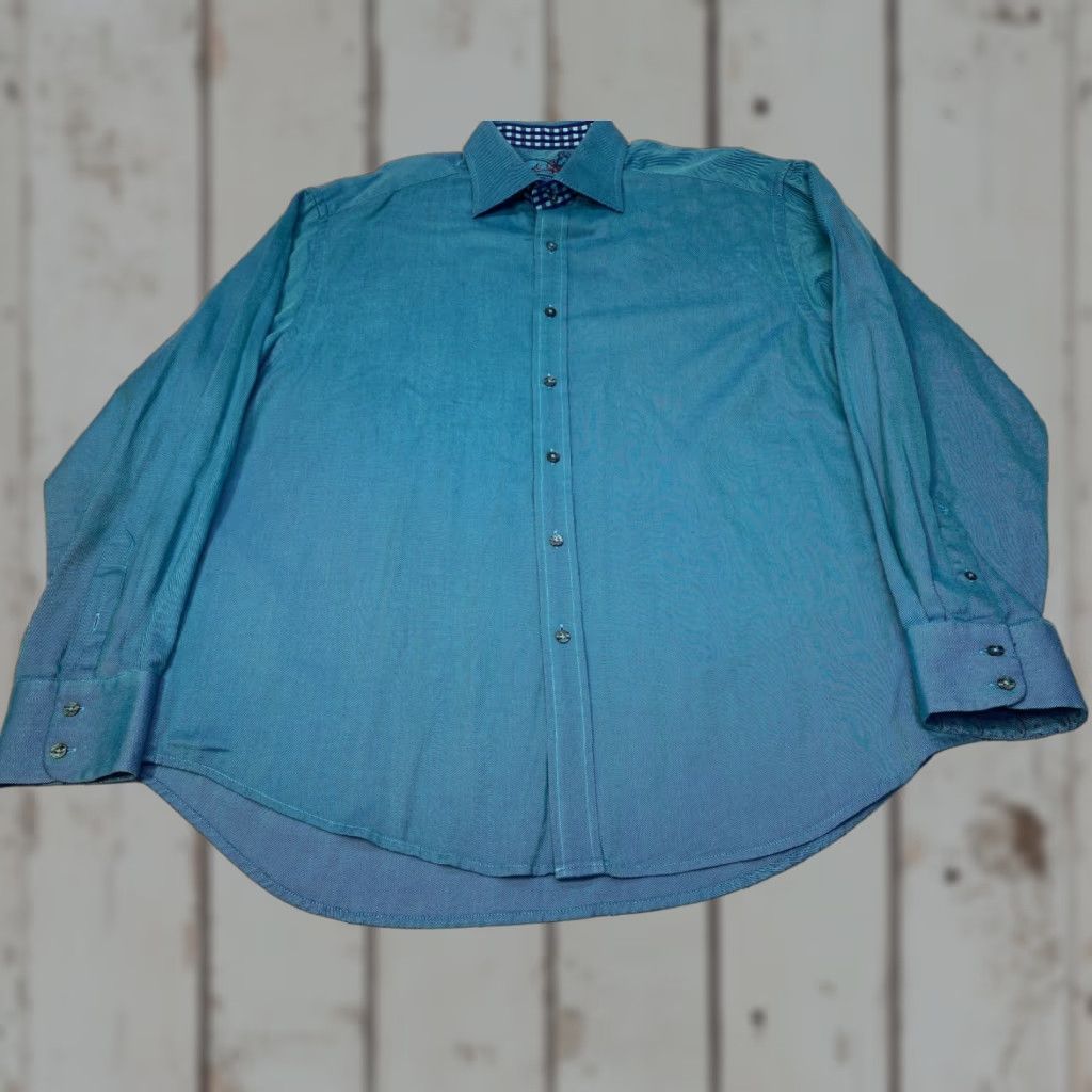 Robert Graham Robert Graham Button Down Shirt Men's 2XL Teal 100% Cotton 7298 Size US XXL / EU 58 / 5 - 1 Thumbnail