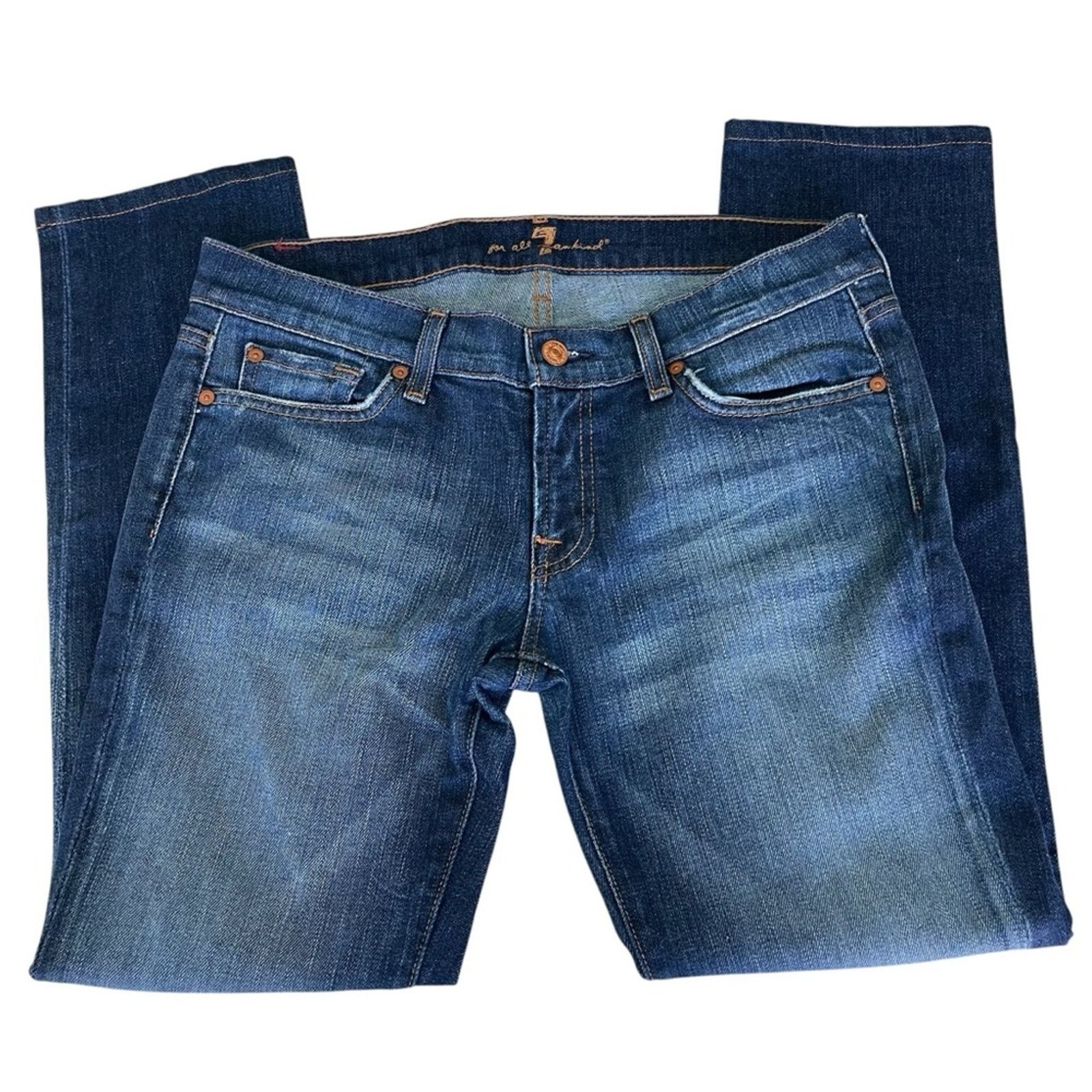 7 For All Mankind 7 For All Mankind Roxanne MidRise Slim Ankle Jean Dark Rinse Size 30" / US 8 / IT 44 - 2 Thumbnail